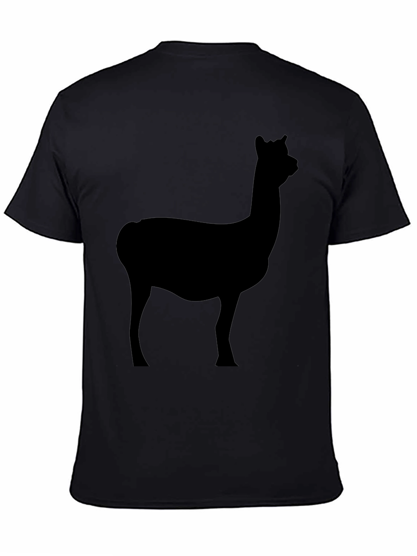 Black Men's Black T-Shirt with Alpaca Silhouette Graphic view 4