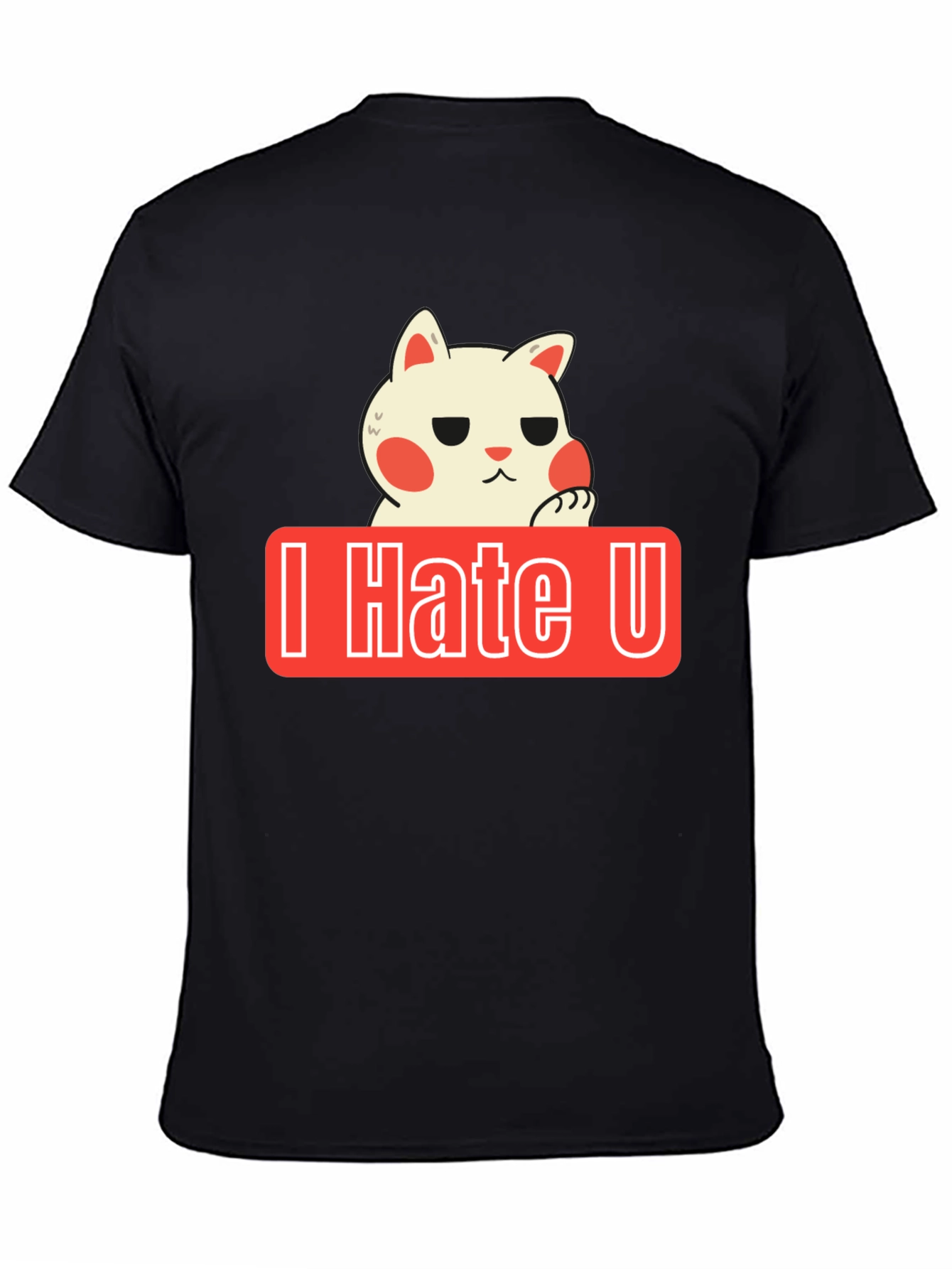 Black I Hate U Cat Graphic Tee - Funny Novelty Shirt view 4