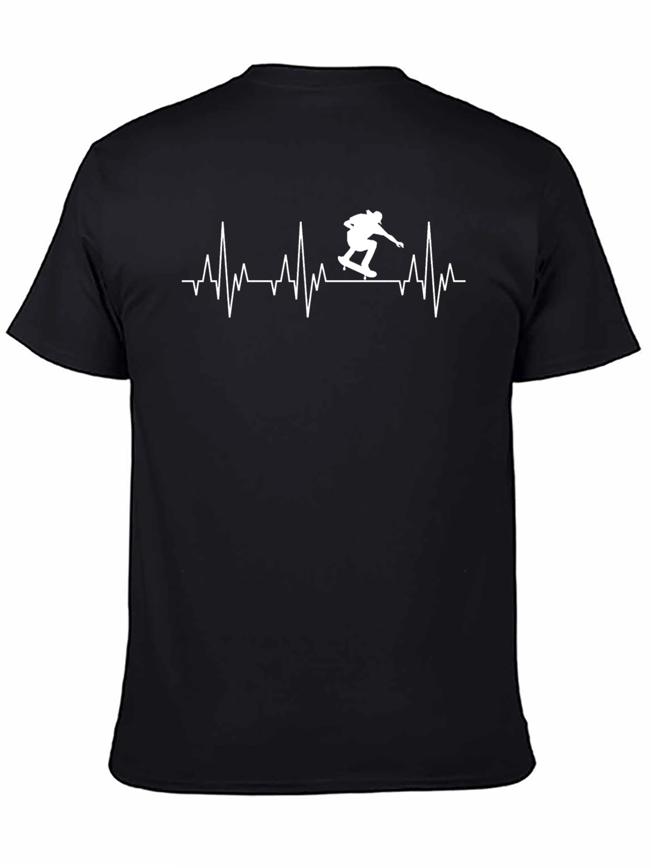 Black Skateboard Heartbeat T-Shirt - Black view 4