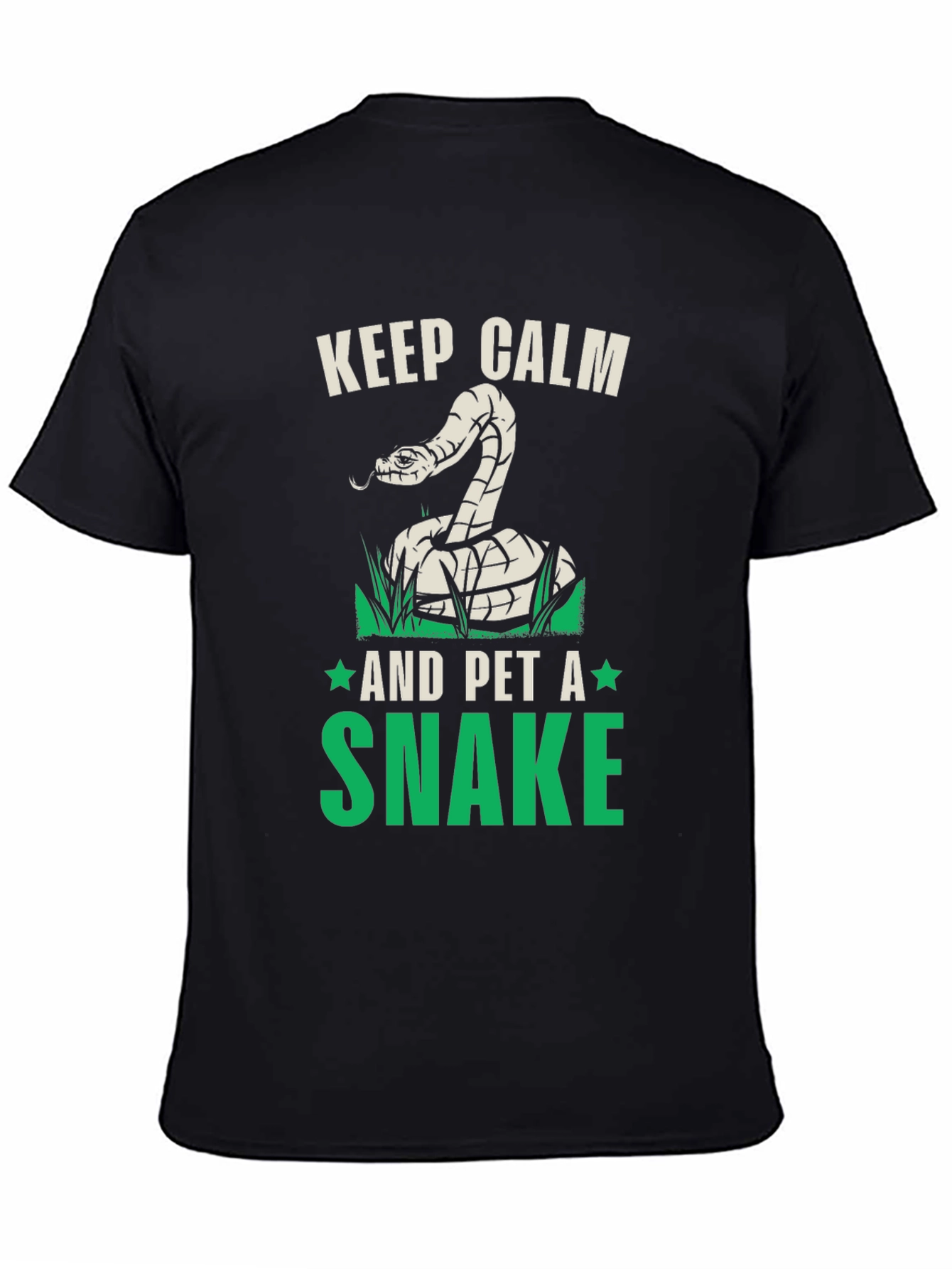 Black Keep Calm and Pet A Snake Graphic T-Shirt view 4