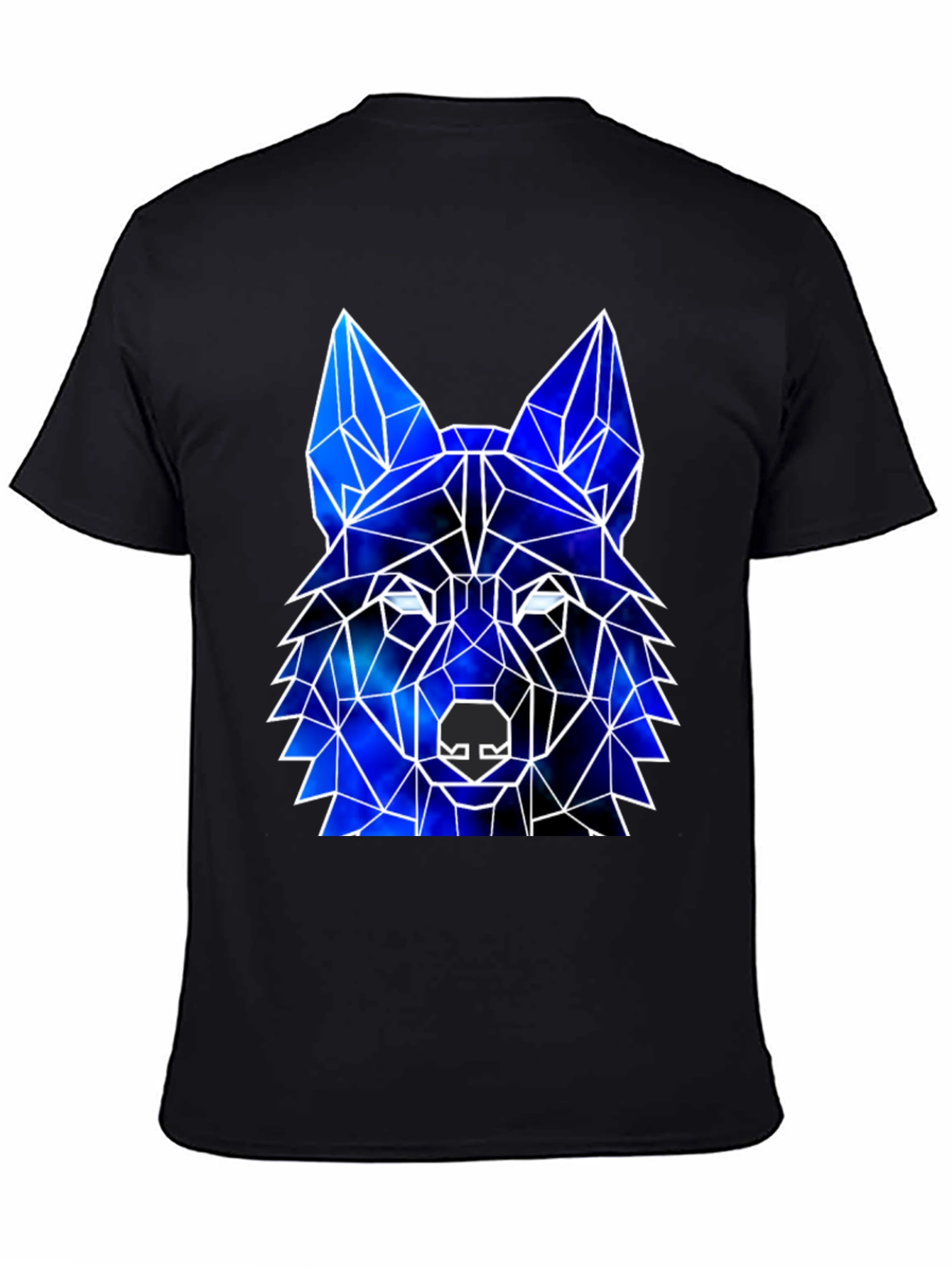 Black Geometric Wolf Galaxy Black T-Shirt view 4