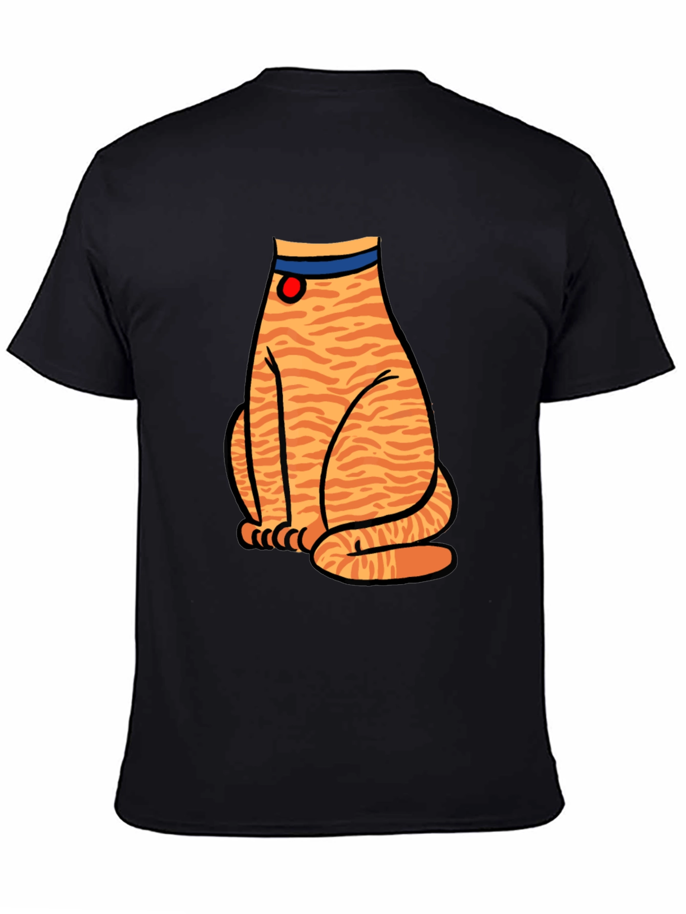 Black Striped Cat Graphic T-Shirt - Unisex Black Tee view 4