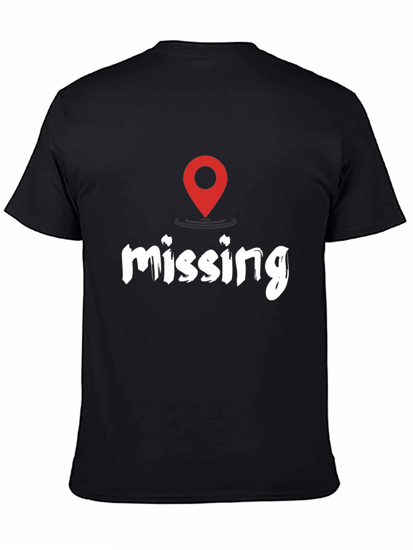 Black Missing You Location T-Shirt - Black Casual Tee view 4