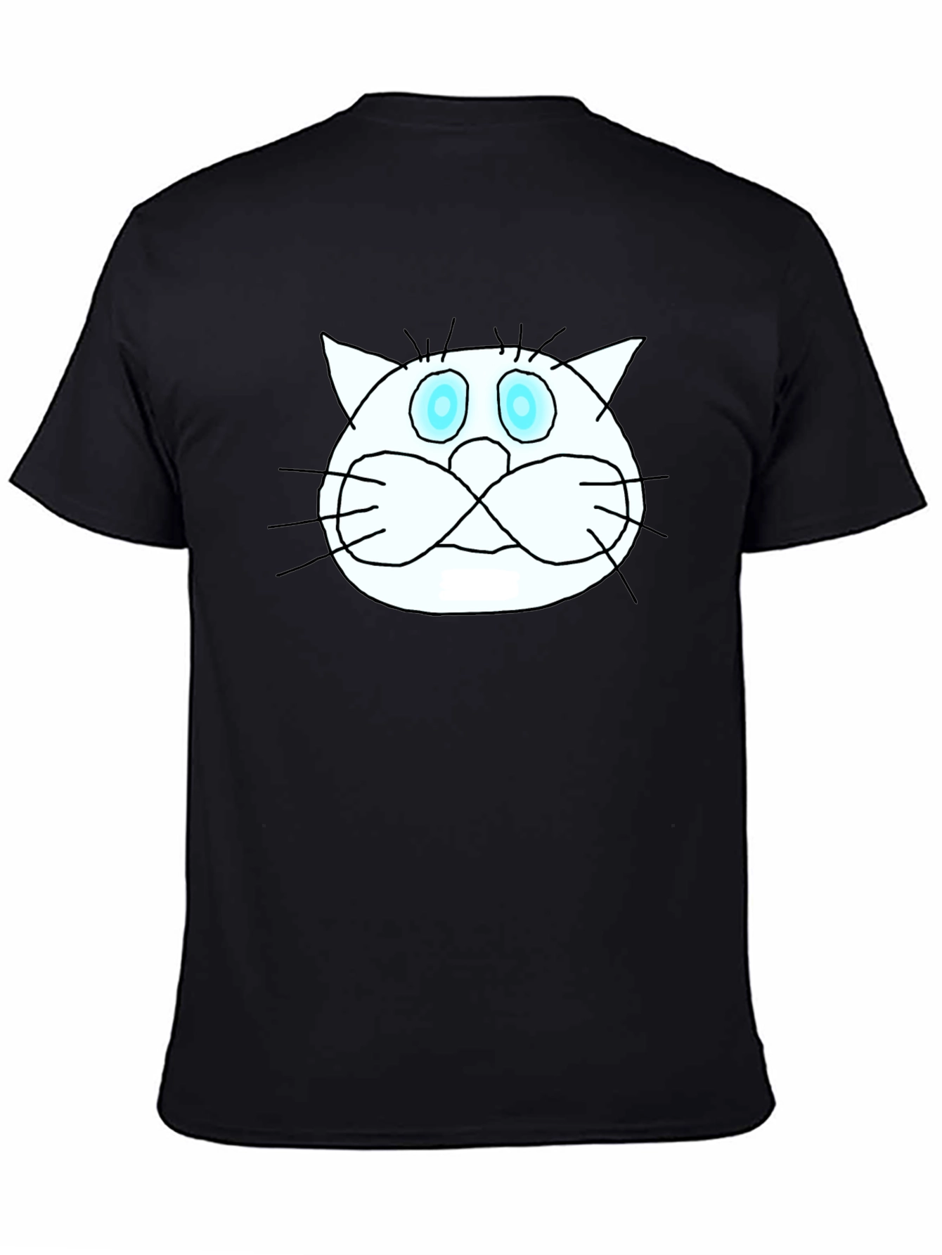 Black Funny Cat Graphic Tee - Black Crew Neck T-Shirt view 4