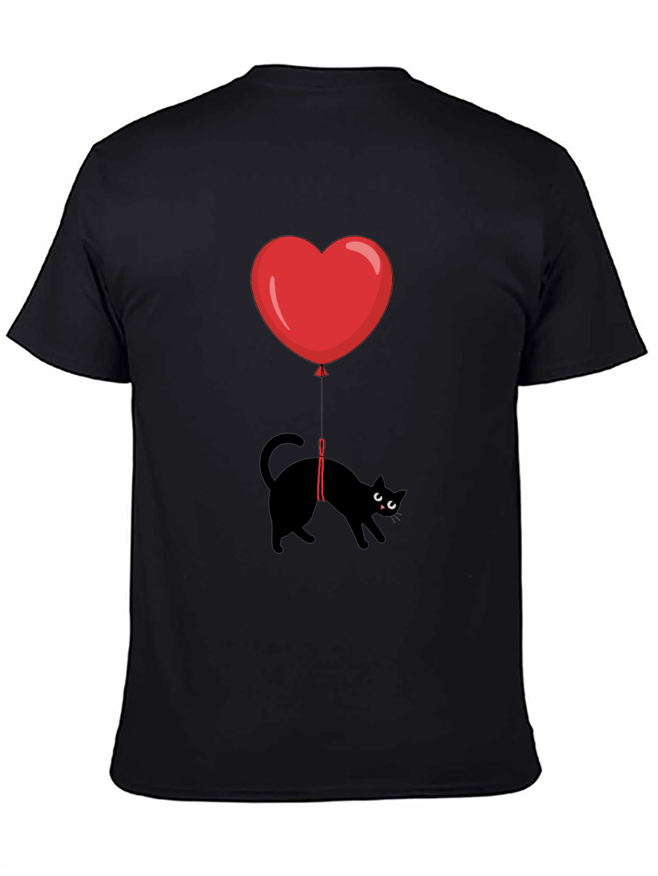 Black Black Cat Heart Balloon T-Shirt view 4