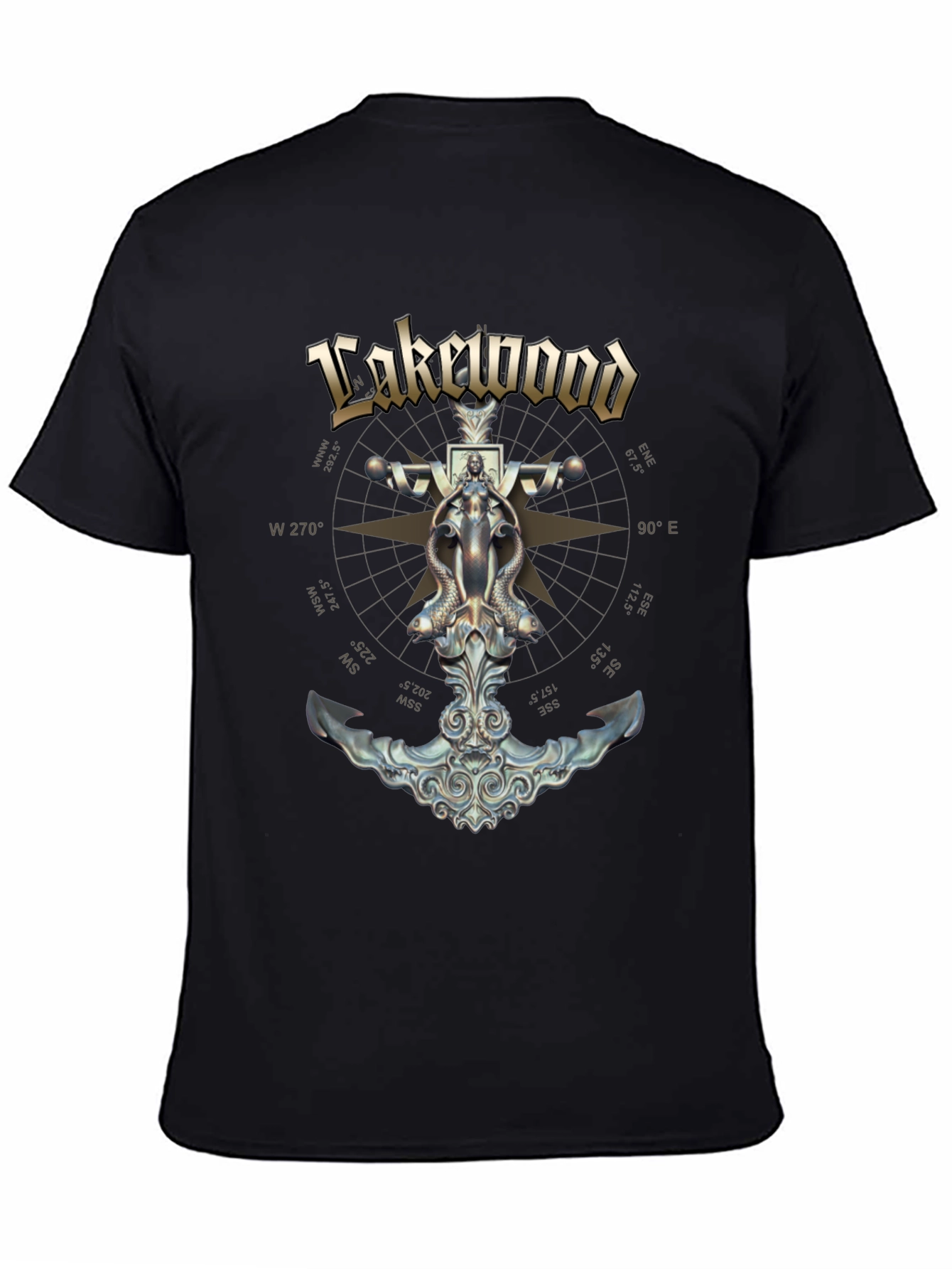 Black Lakewood Compass Graphic Black T-Shirt view 4