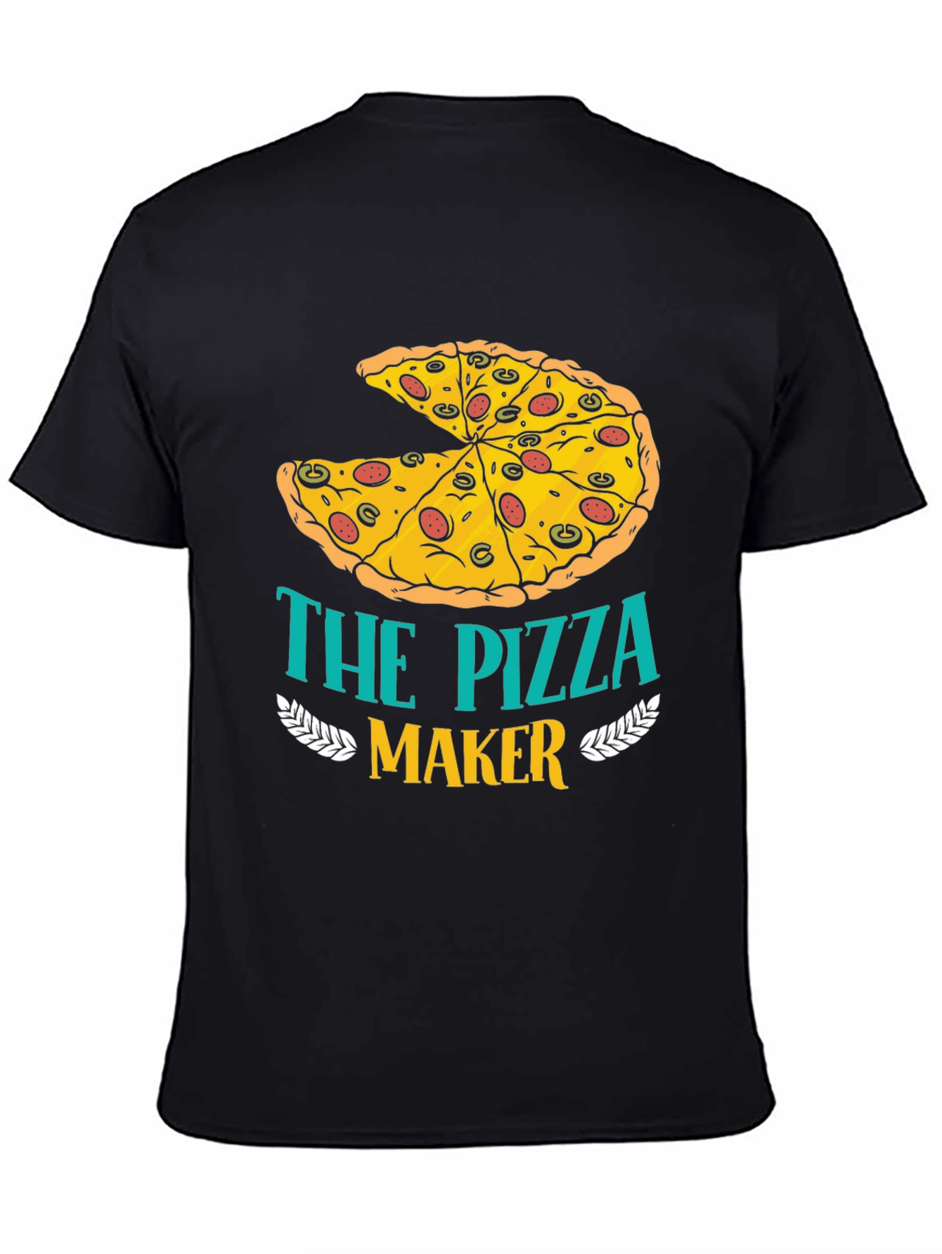 Black The Pizza Maker T-Shirt - Funny Foodie Tee view 4