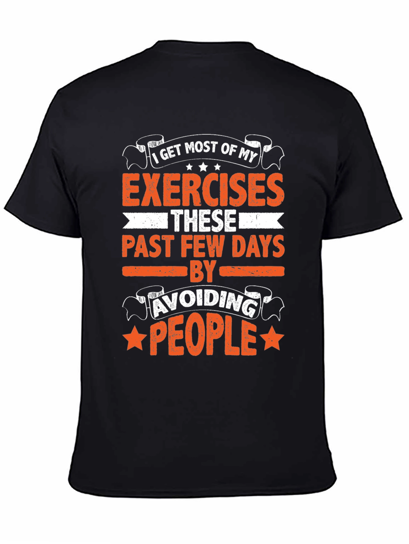Black Funny Exercise Avoid People Graphic Tee view 4