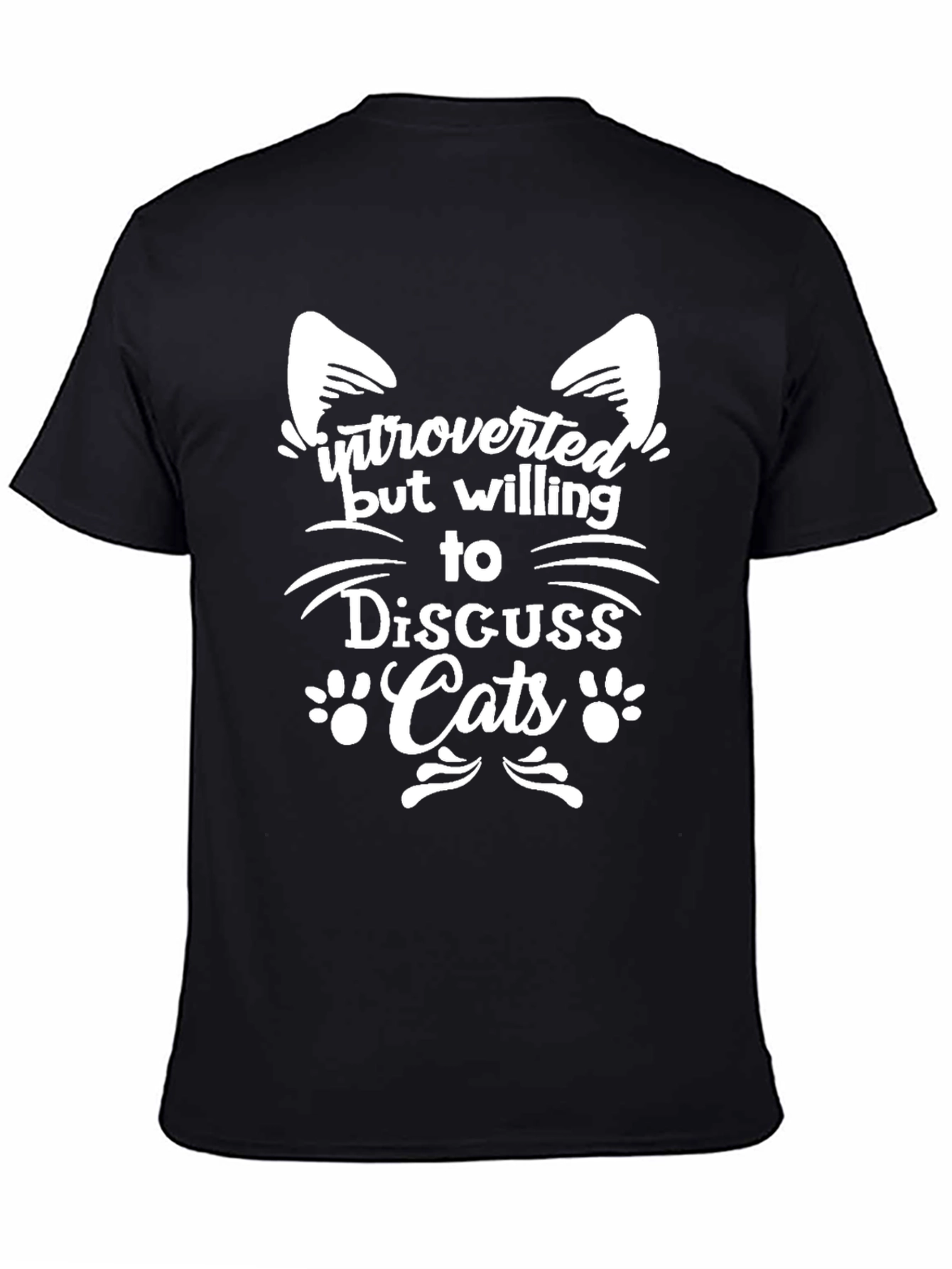 Black Introverted Cat Lover T-Shirt view 4