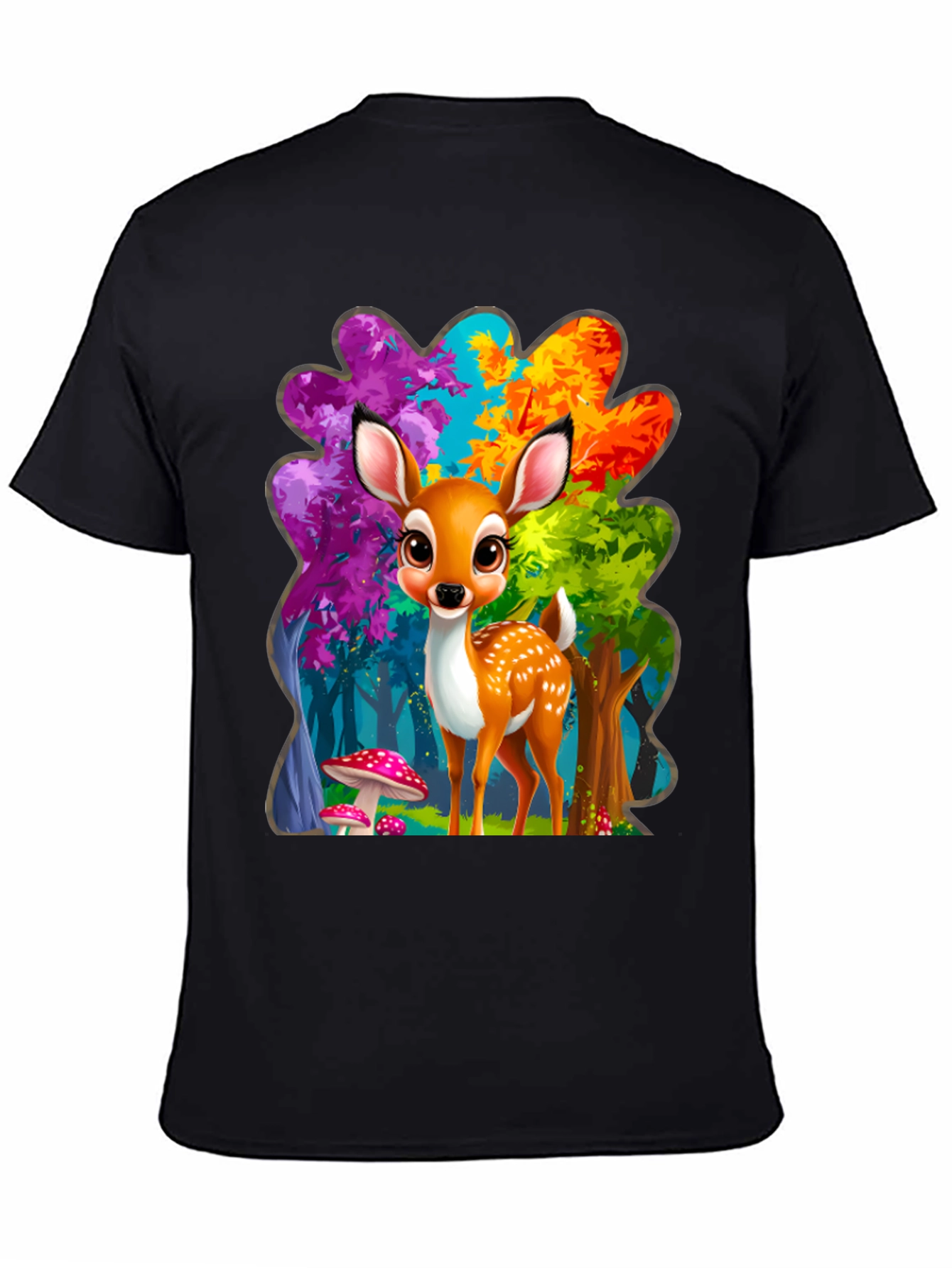 Black Cute Deer Graphic Tee view 4