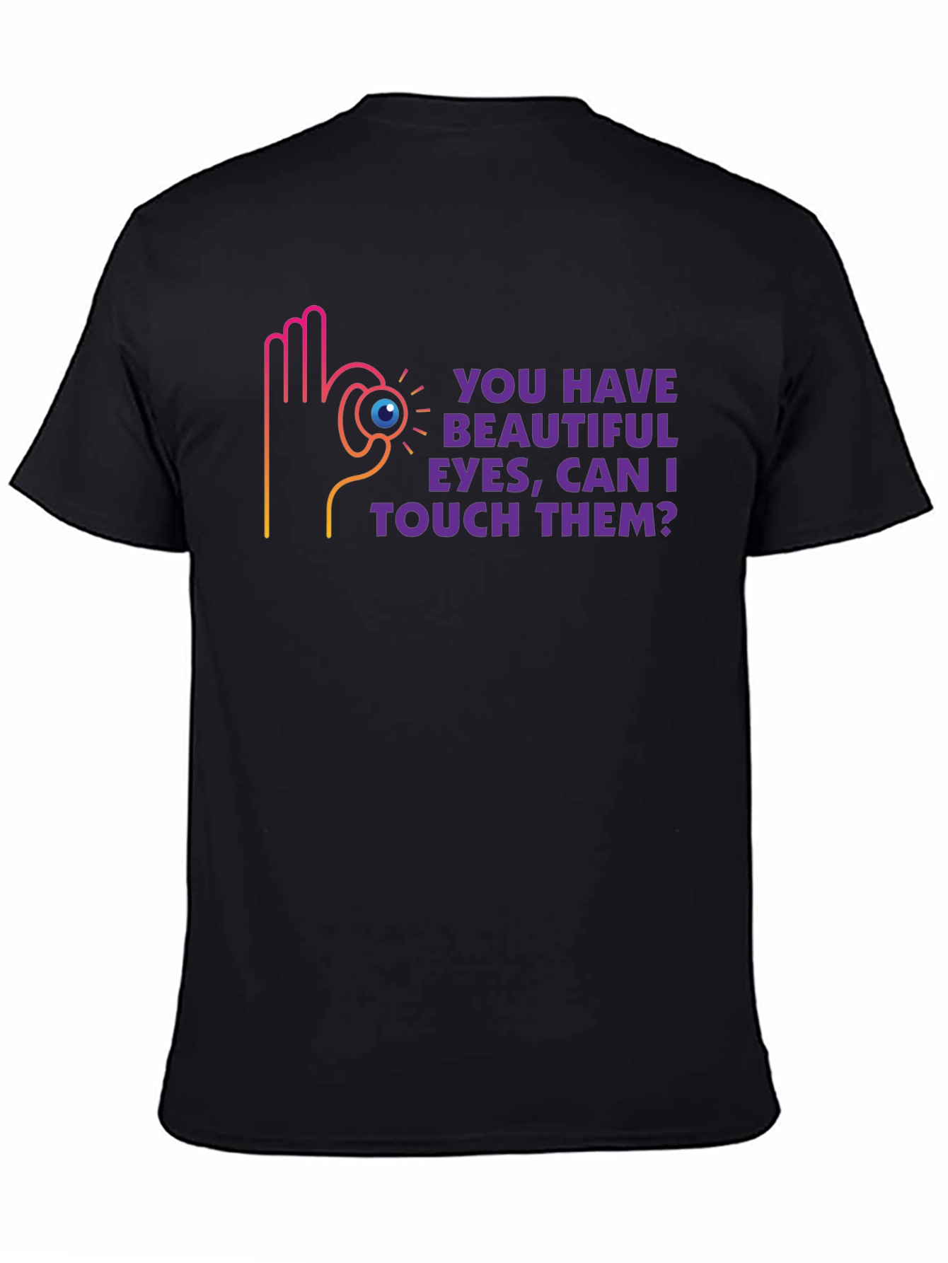 Black Humorous Graphic Tee - Beautiful Eyes Design view 4