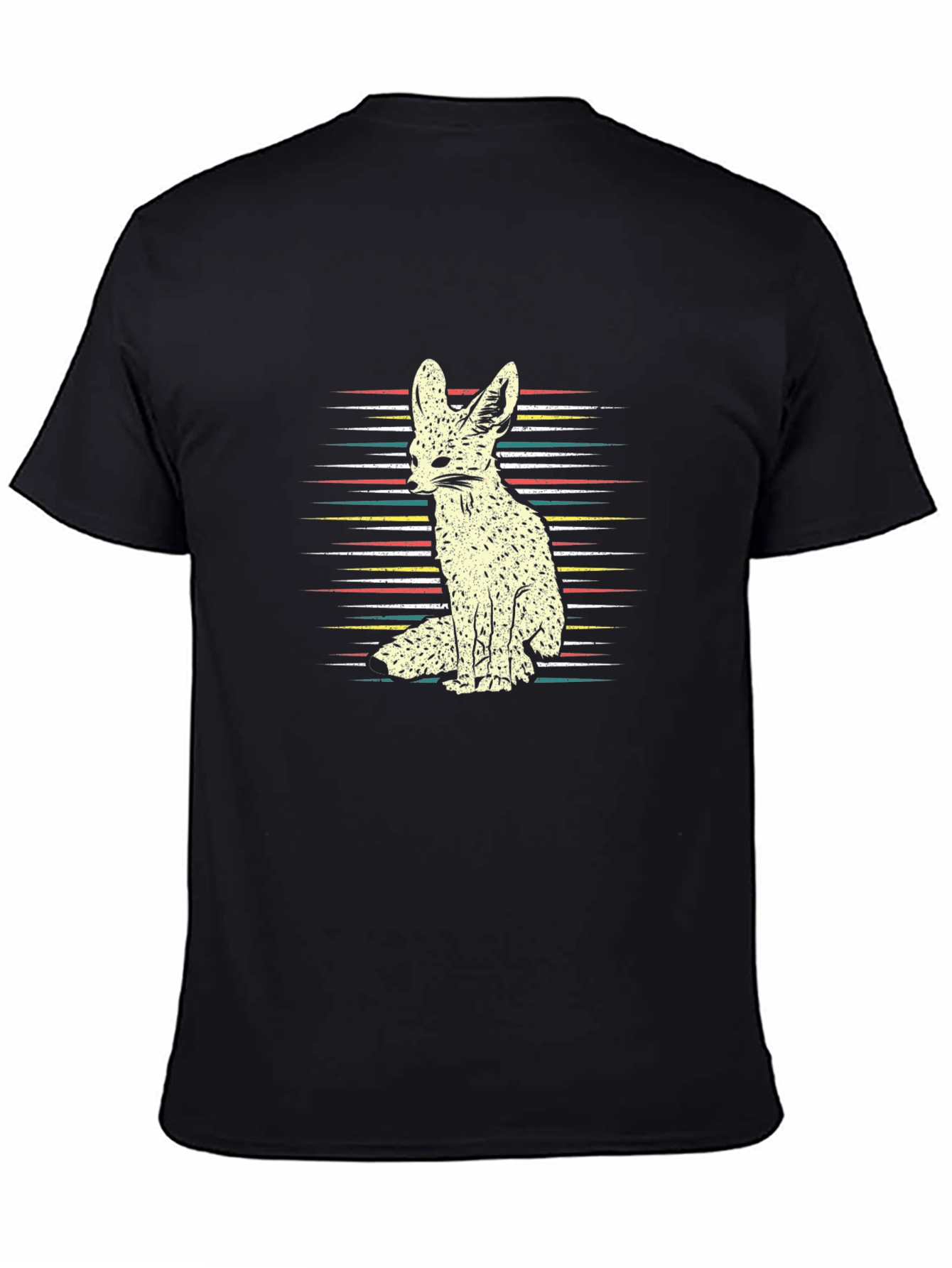 Black Retro Fennec Fox Graphic Tee - Unisex view 4