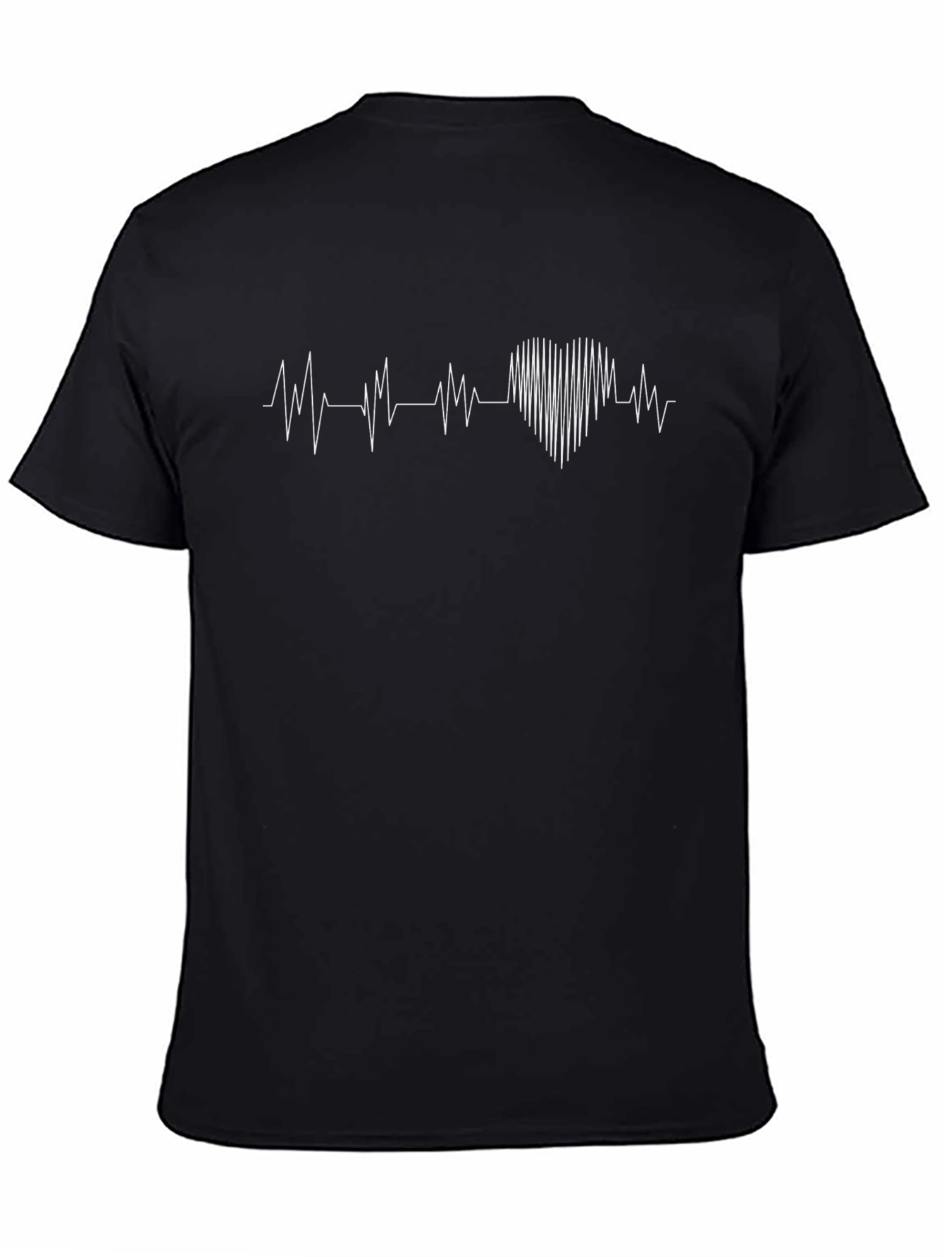 Black Heartbeat Graphic Tee - Black Cotton T-Shirt view 4