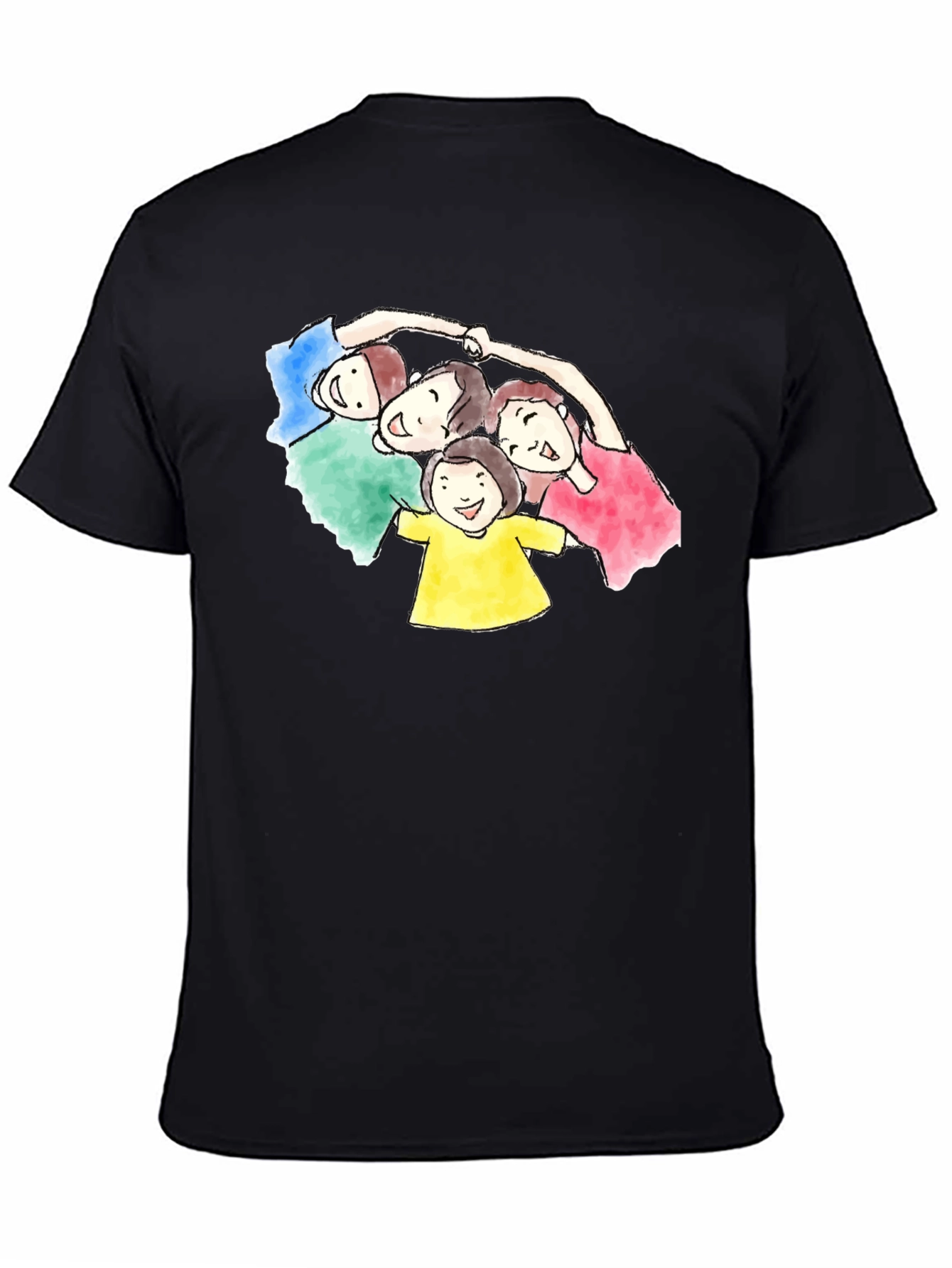 Black Family Circle Graphic Tee - Black Cotton Blend T-Shirt view 4