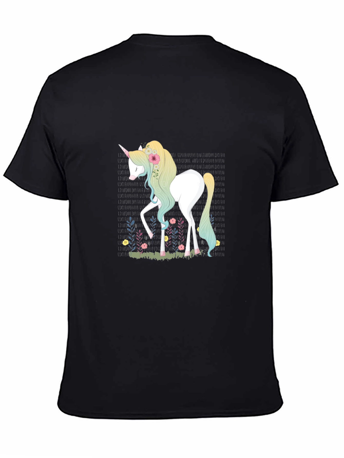 Black Unicorn Graphic Tee - Black Cotton T-Shirt view 4