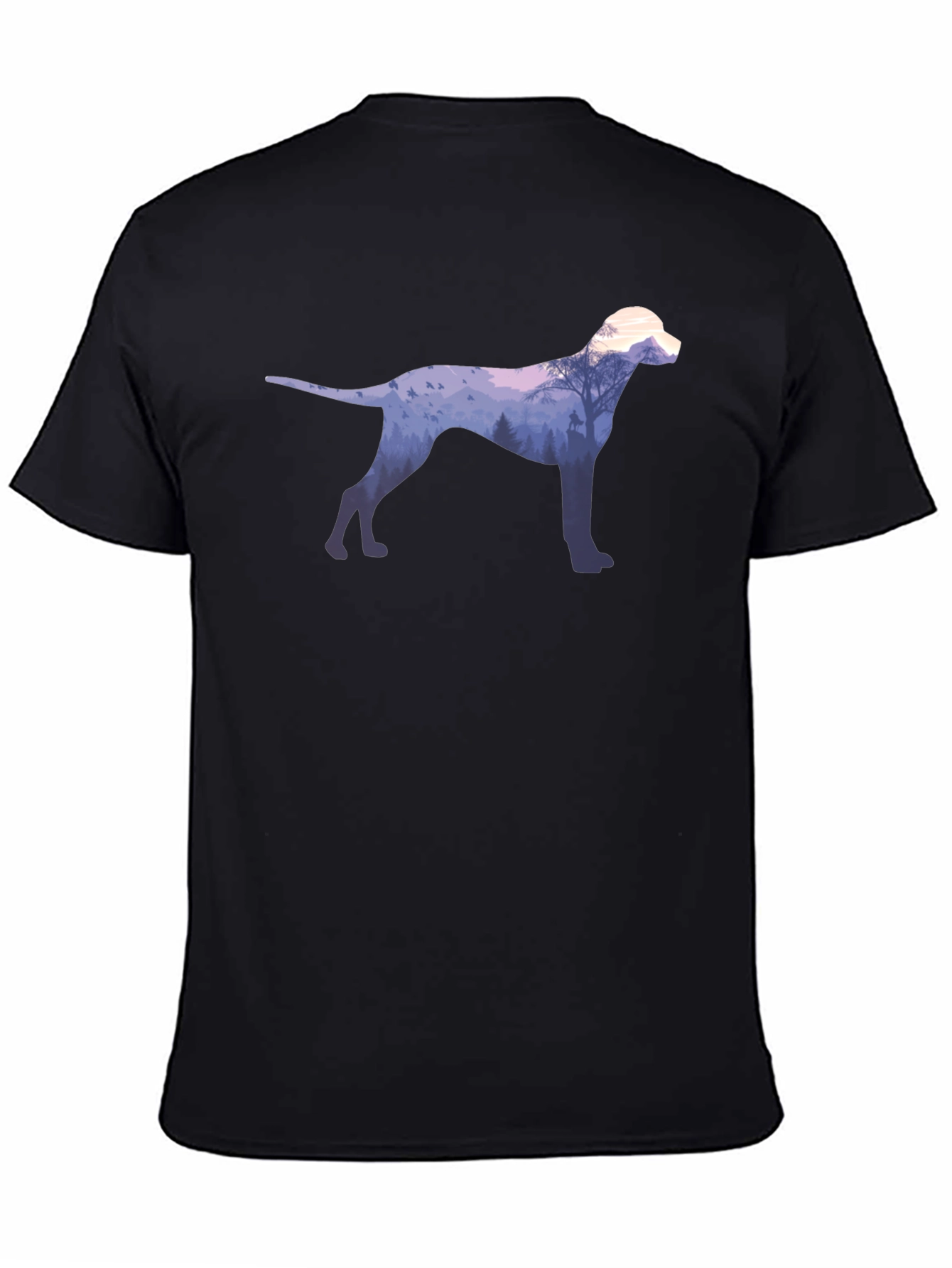 Black Dog Silhouette Forest Graphic Tee - Black view 4
