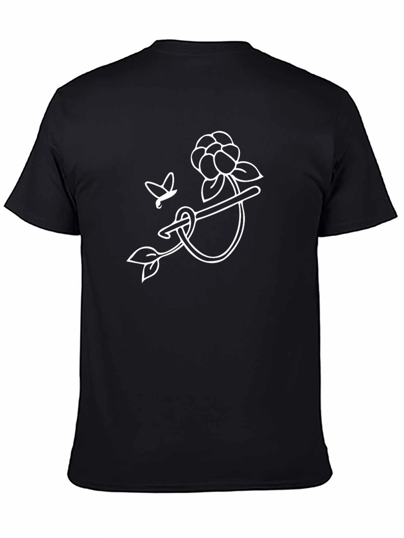Black Black Crochet Hook Flower T-Shirt view 4