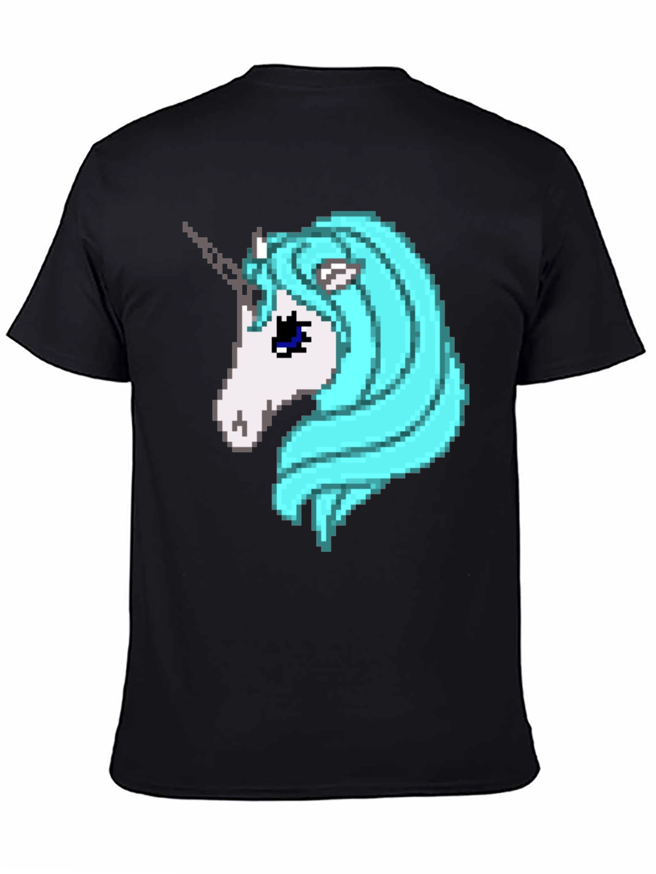 Black Pixel Unicorn Graphic Tee - Black Cotton Blend view 4