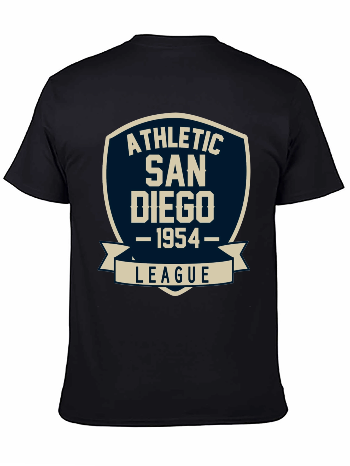 Black Athletic San Diego League T-Shirt - Vintage Style Tee view 4