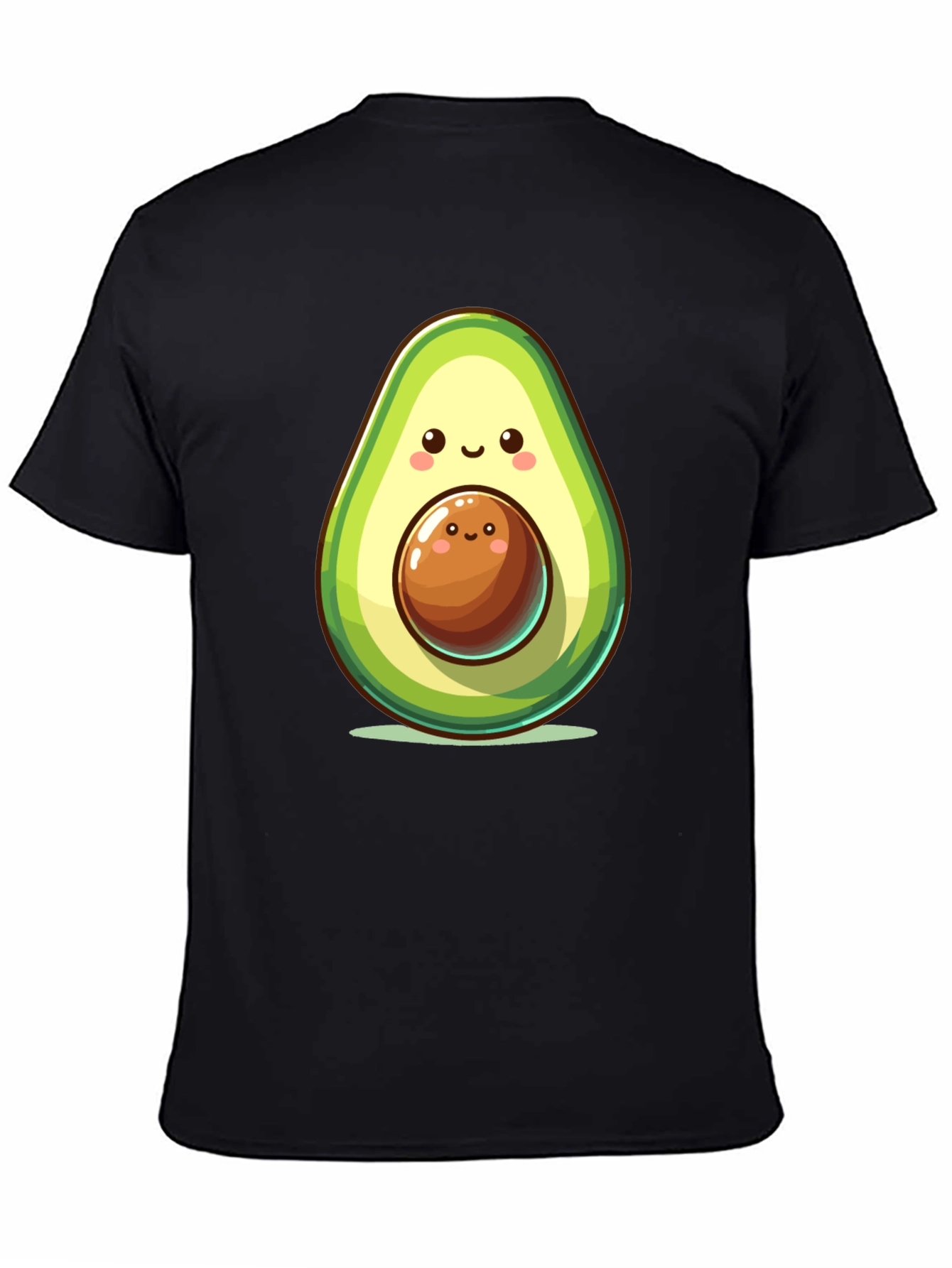 Black Cute Avocado Cartoon Graphic Black T-Shirt view 4