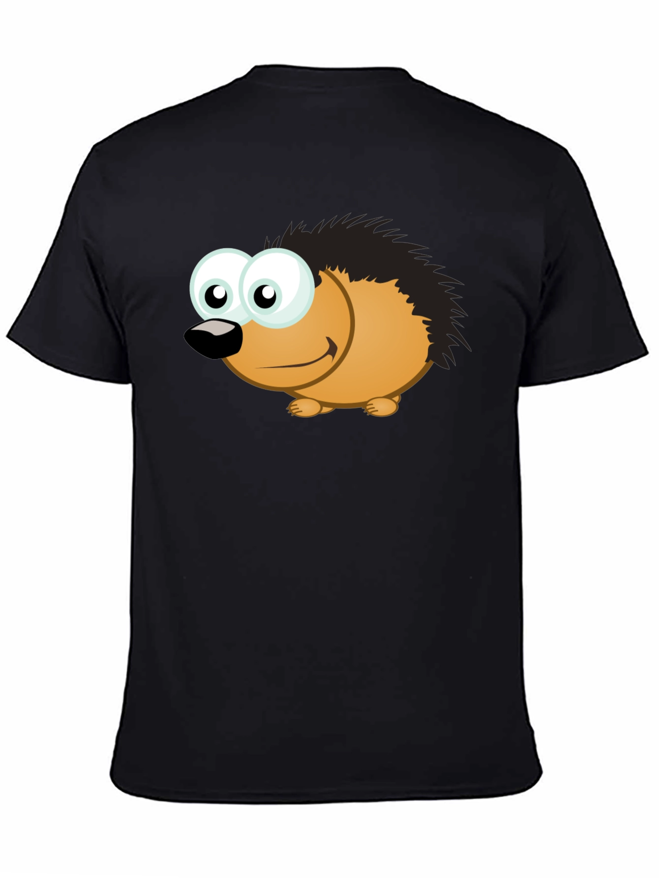 Black Cartoon Hedgehog T-Shirt - Men's Black Tee view 4