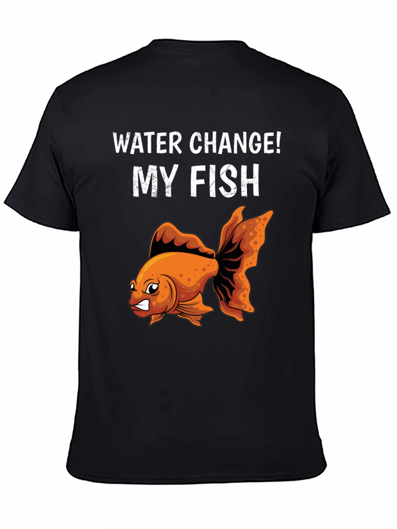 Black Funny Angry Goldfish Water Change T-Shirt view 4