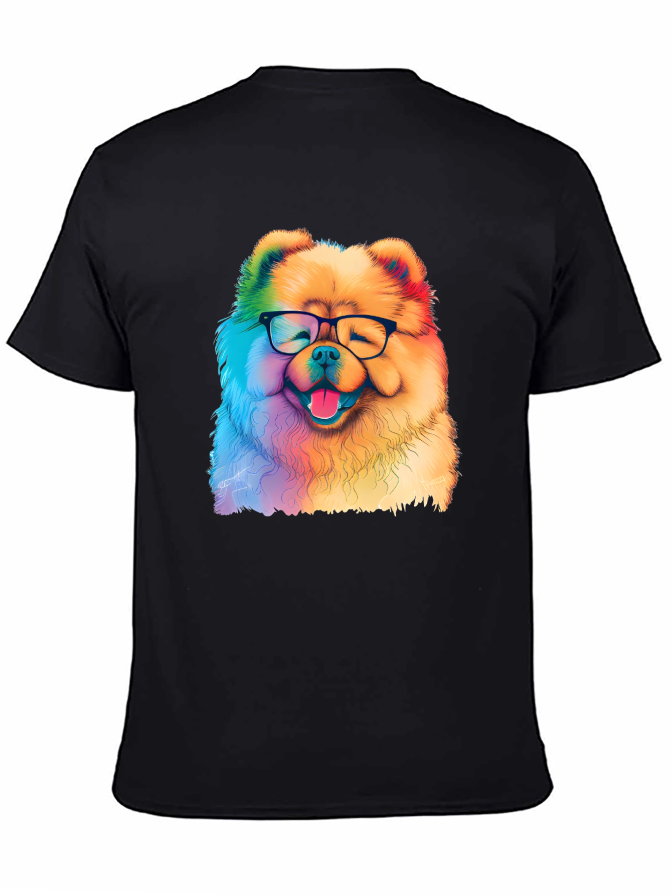 Black Rainbow Dog Glasses T-Shirt view 4