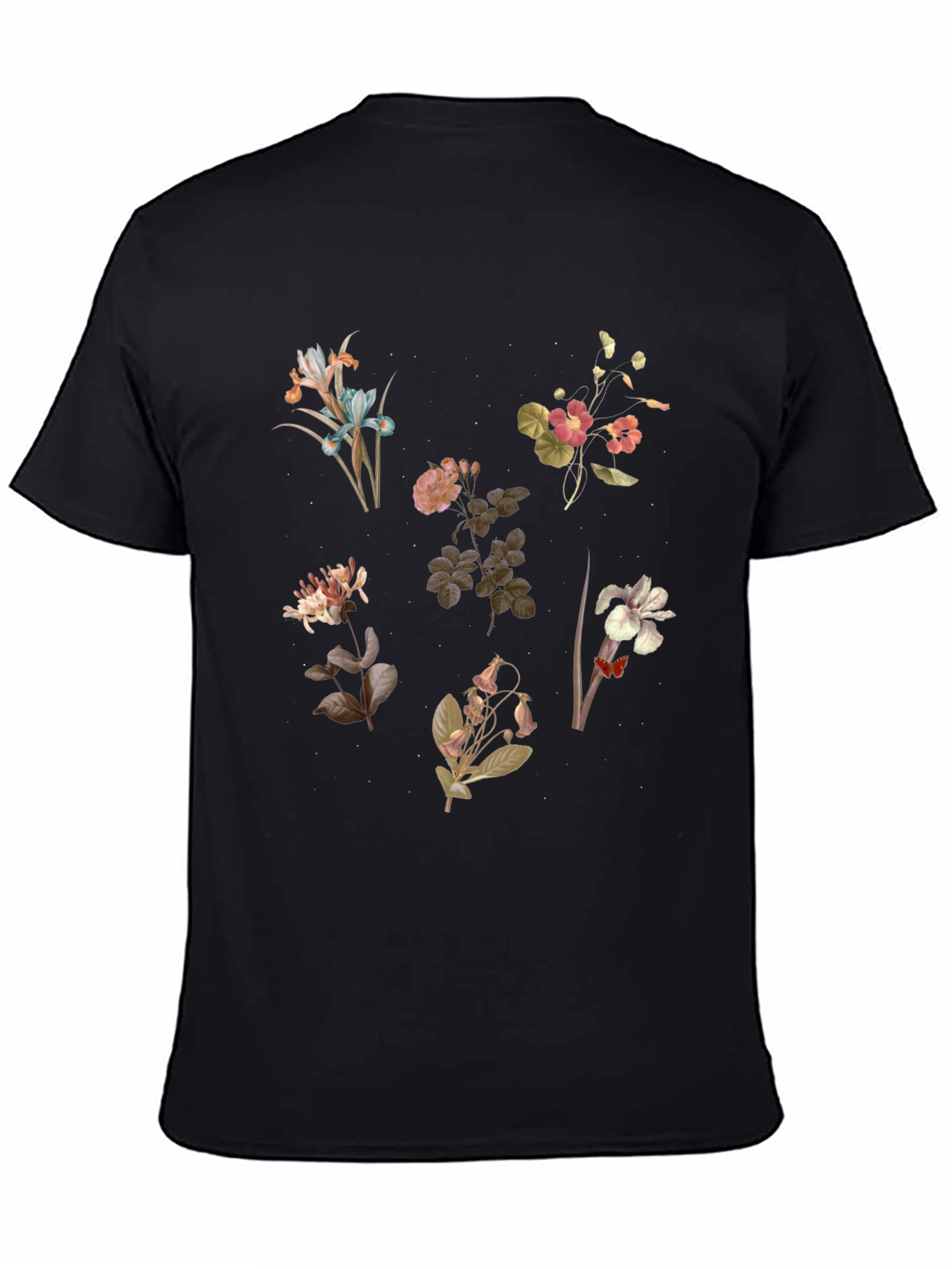 Black Floral Print Black T-Shirt view 4