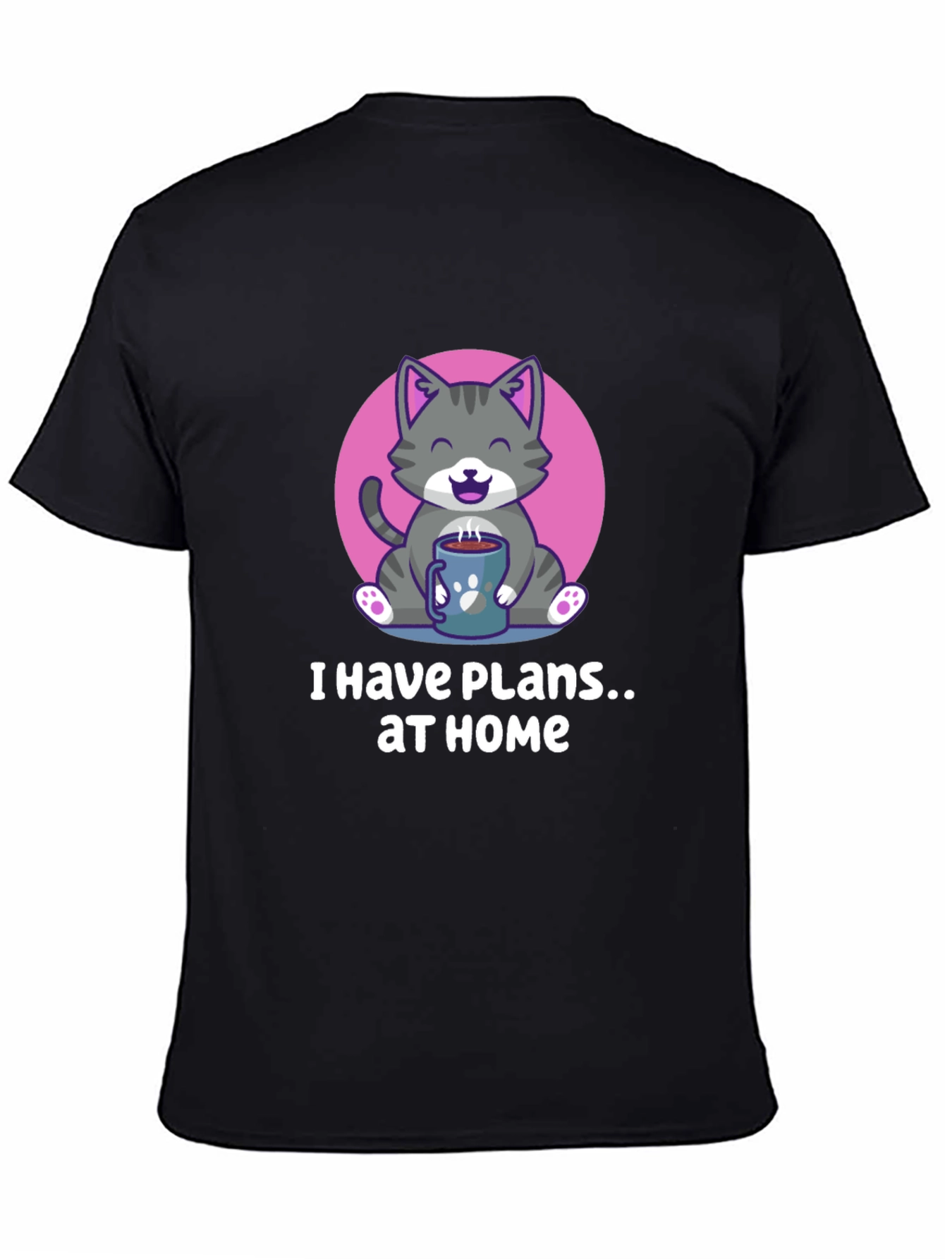 Black Cat Plans at Home T-Shirt view 4