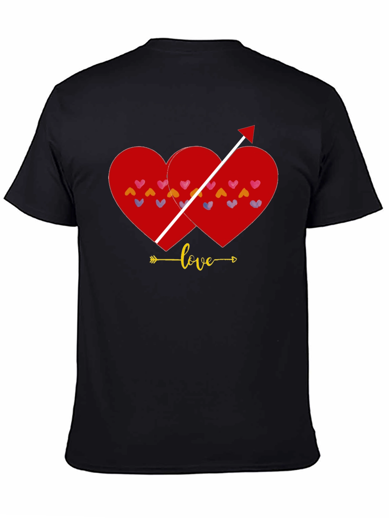Black Love Arrow Heart Graphic Tee - Black Casual T-Shirt view 4