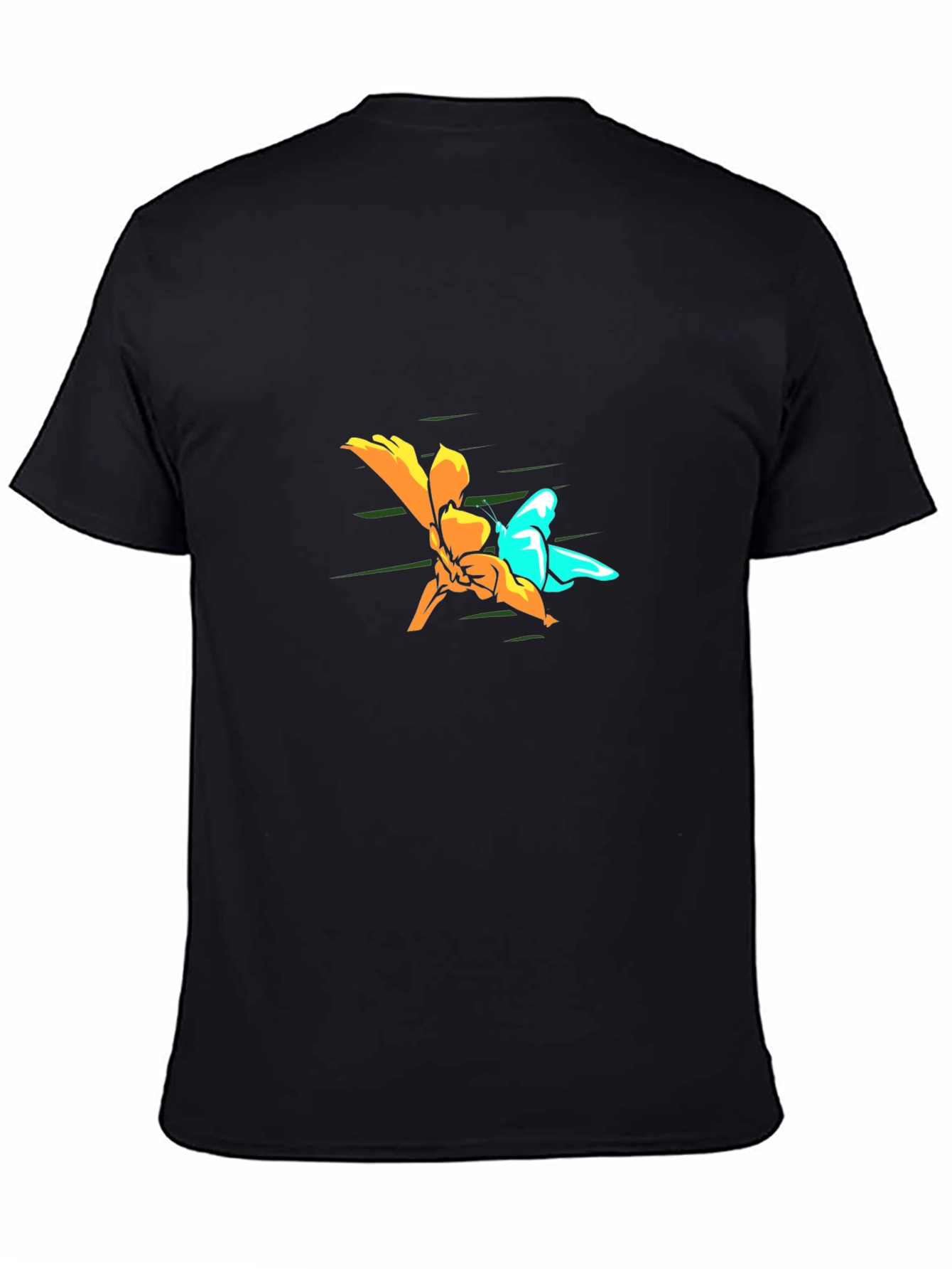 Black Butterfly and Flower Graphic Tee - Black view 4