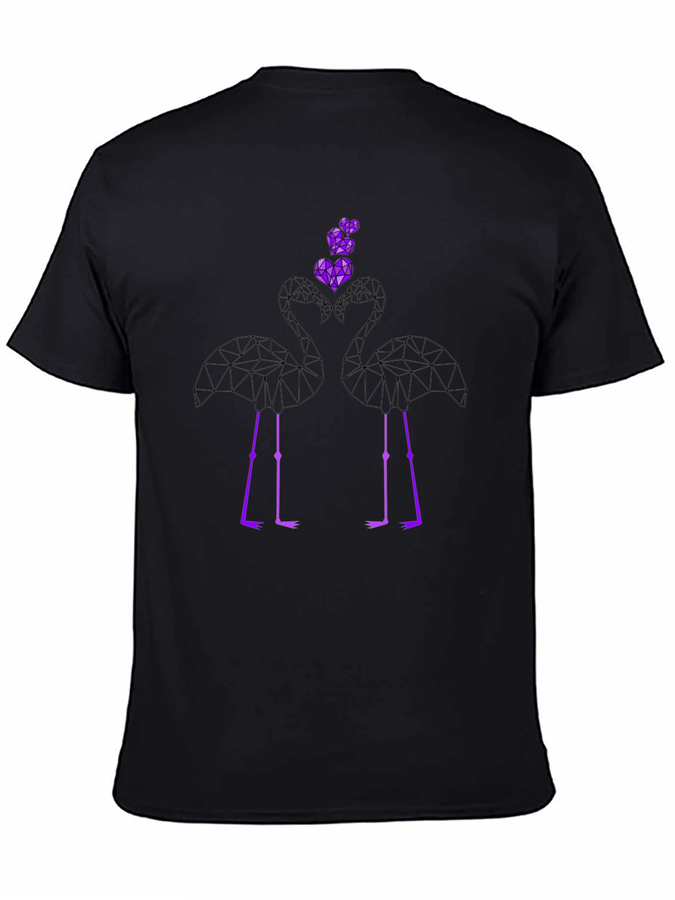 Black Geometric Flamingo Love Graphic T-Shirt view 4