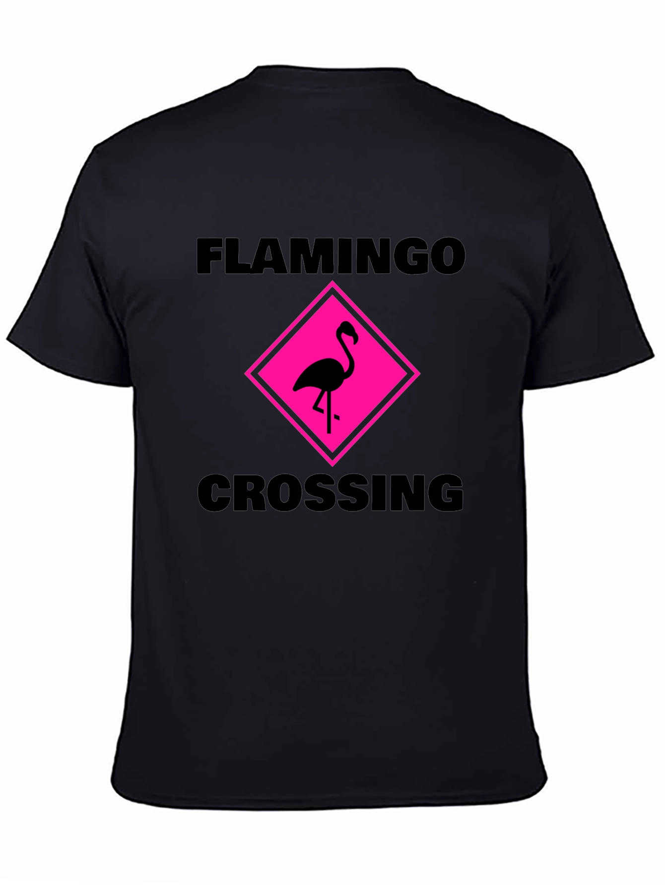 Black Flamingo Crossing Graphic Tee - Black Cotton Shirt view 4
