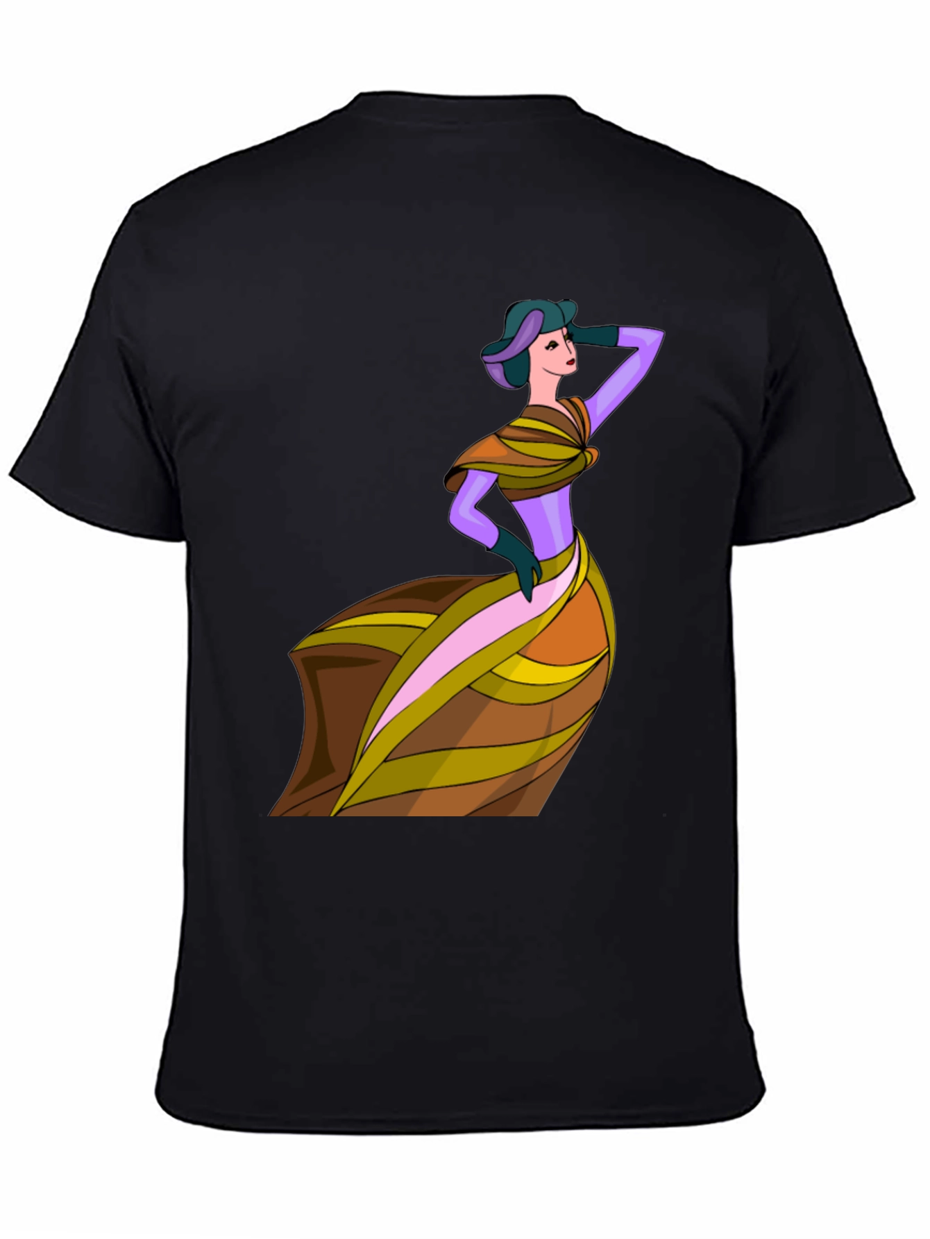 Black Retro Lady T-Shirt - Vintage Style Graphic Tee view 4