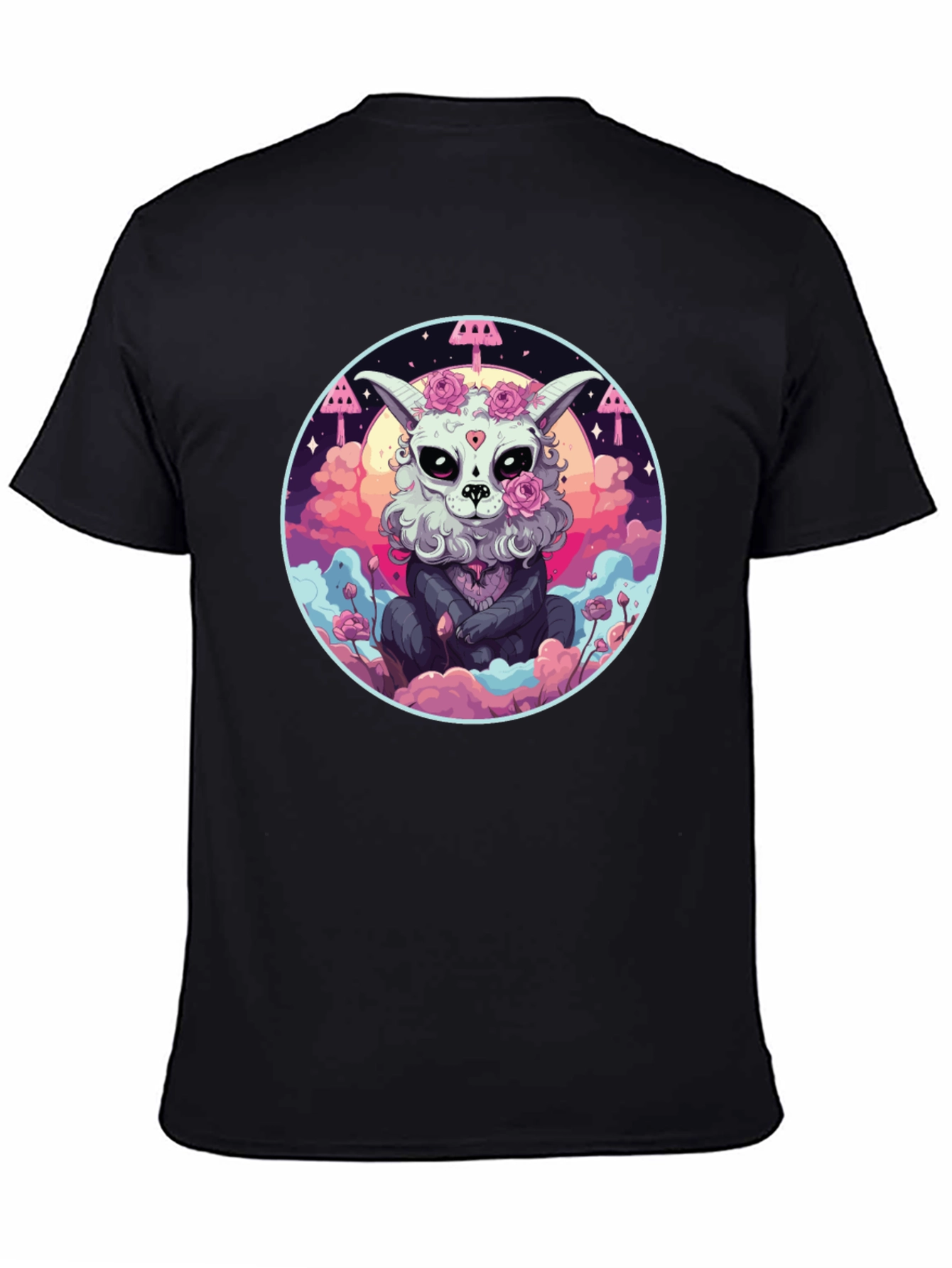Black Gothic Sugar Skull Bunny T-Shirt view 4