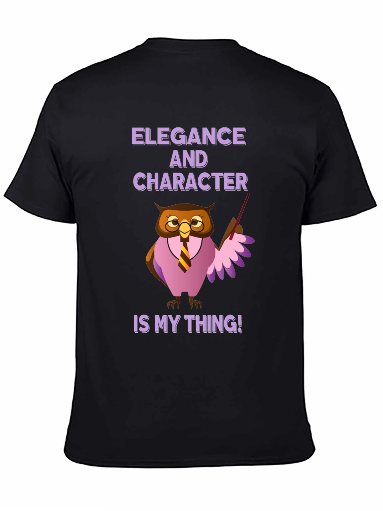 Black Elegance and Character Owl T-Shirt view 4