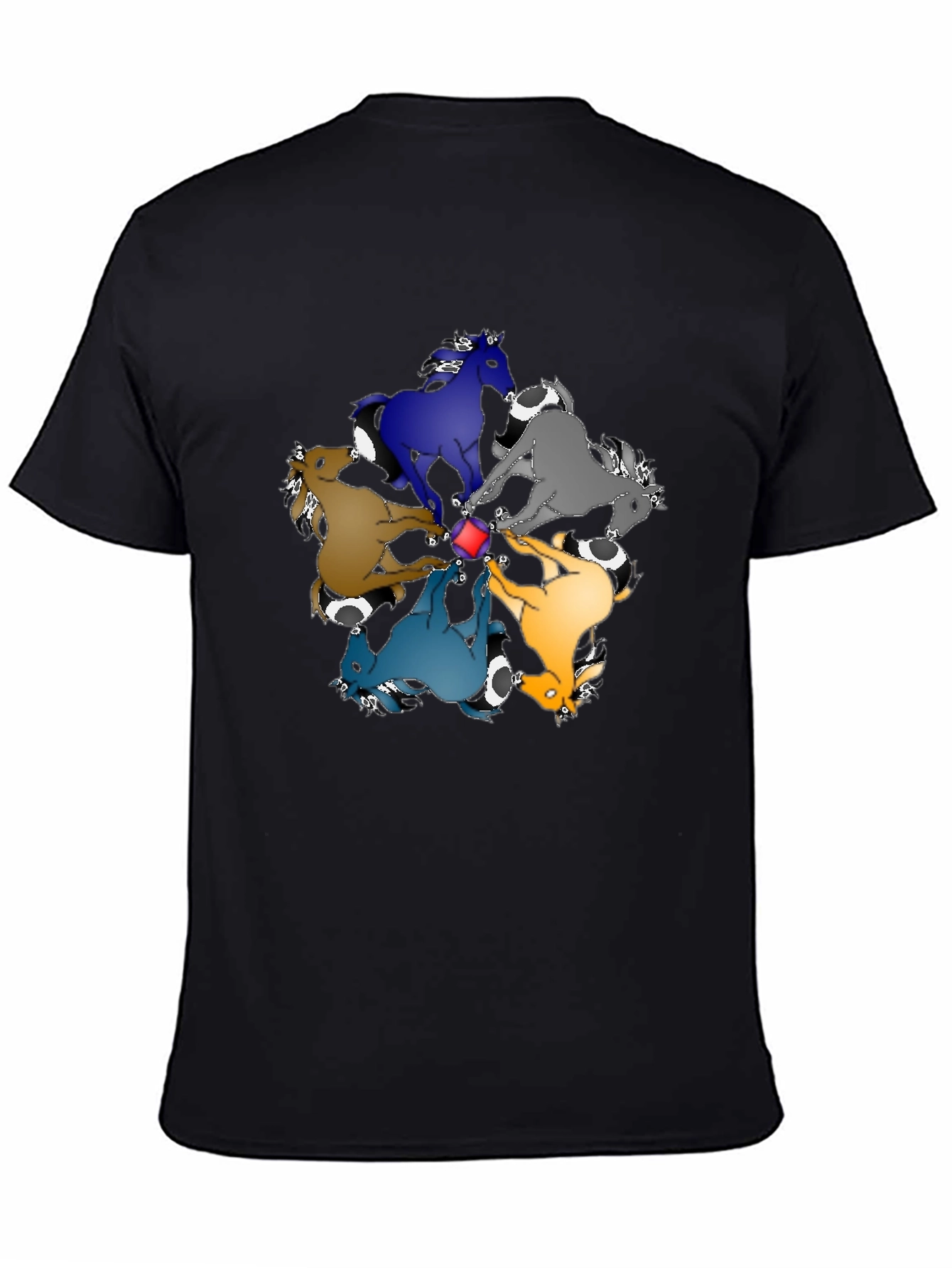 Black Colorful Horse Carousel Graphic Tee - Black Cotton Blend view 4