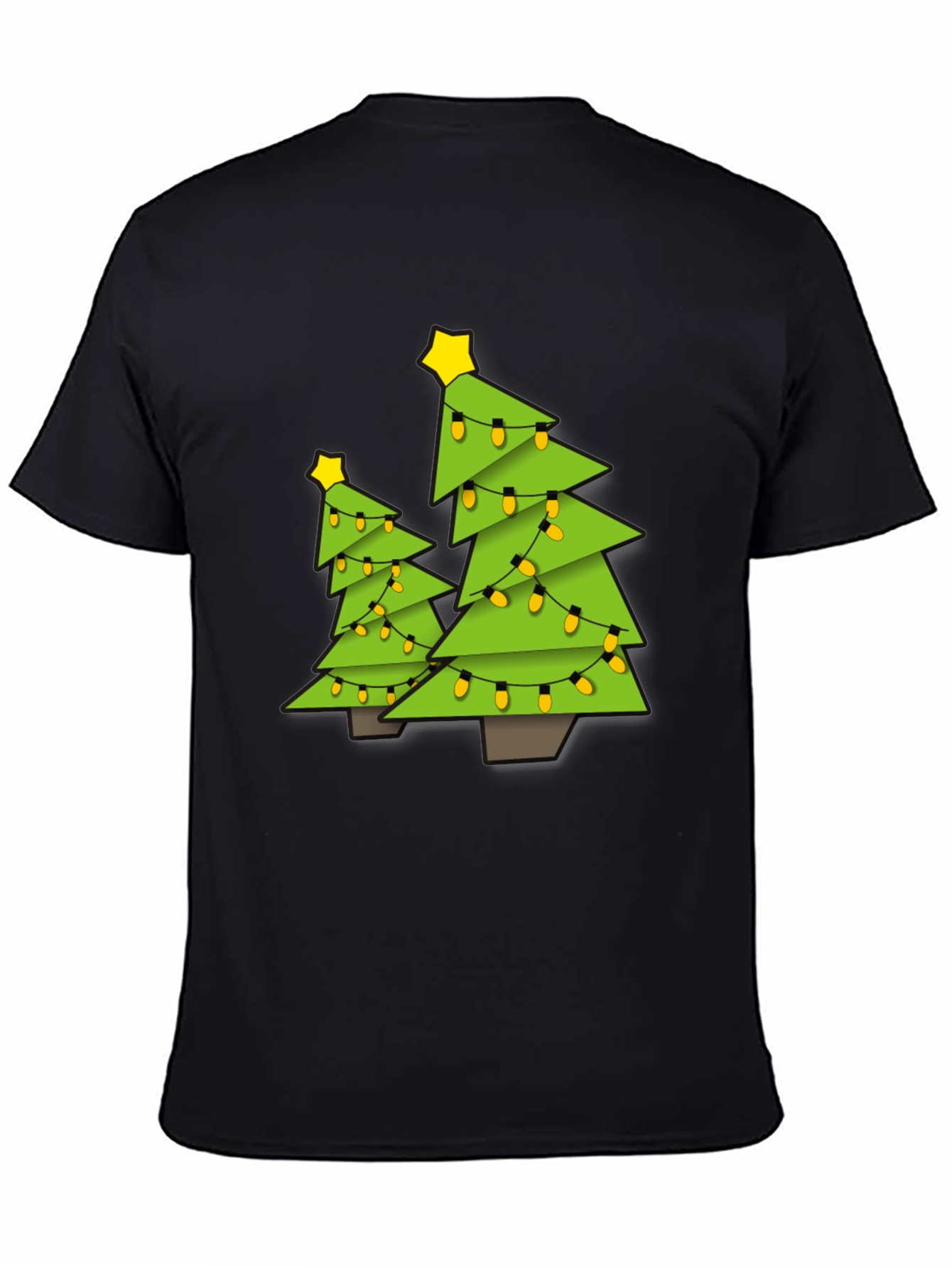 Black Festive Christmas Tree Graphic Tee - Black view 4