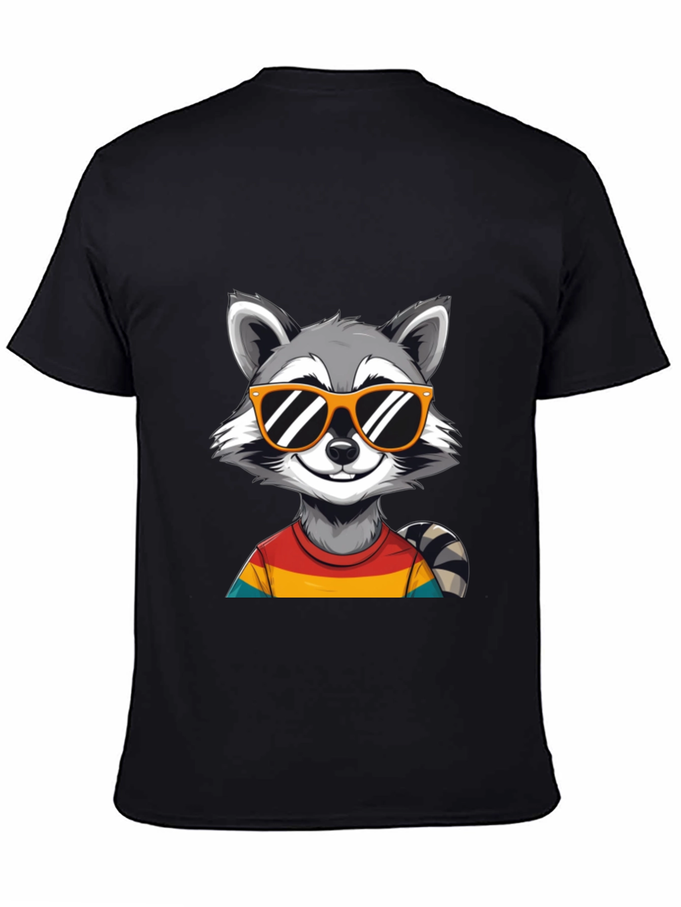 Black Cool Raccoon T-Shirt - Fun Graphic Tee view 4