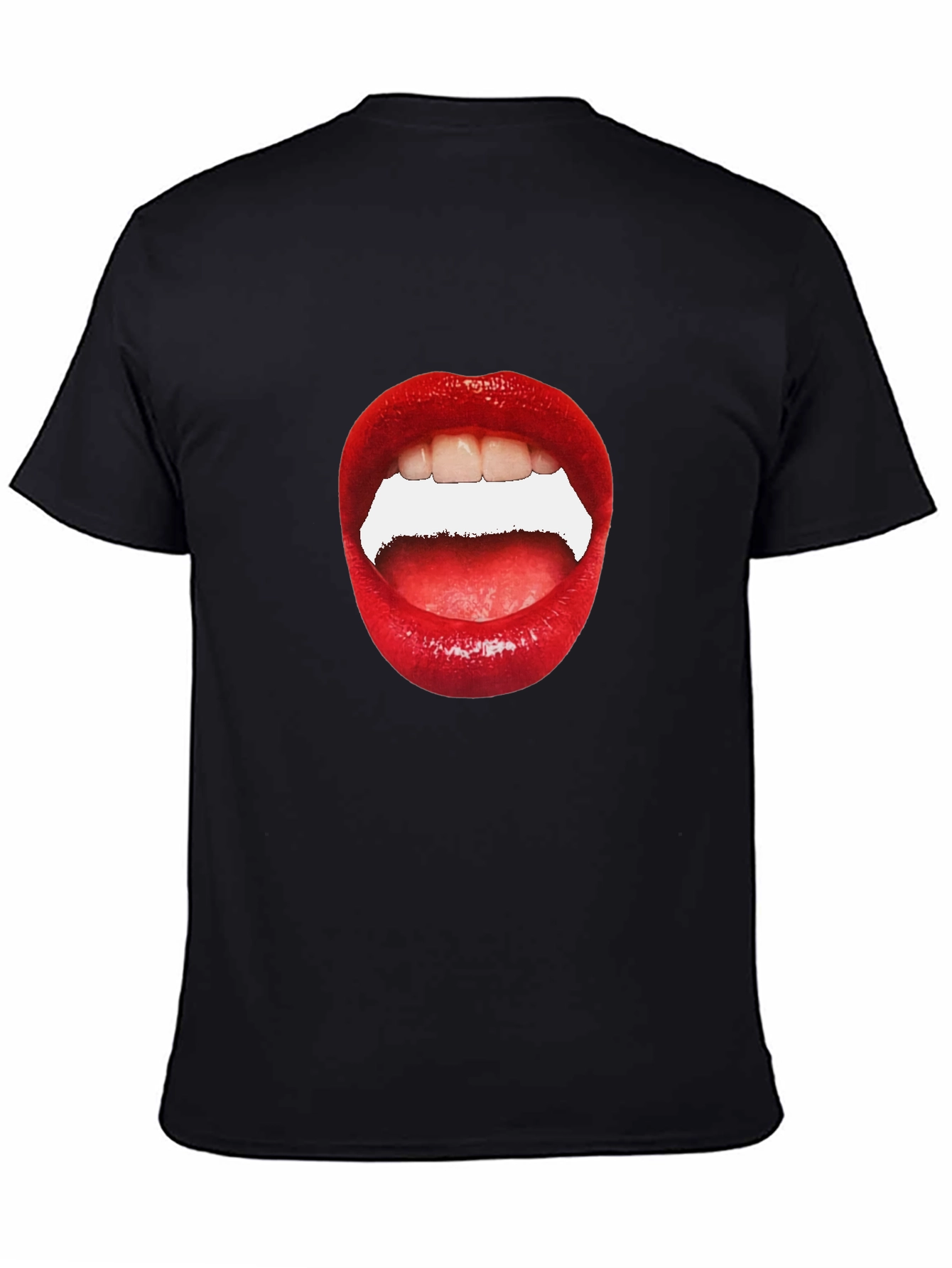 Black Bold Lip Graphic Tee - Black Unisex T-Shirt view 4