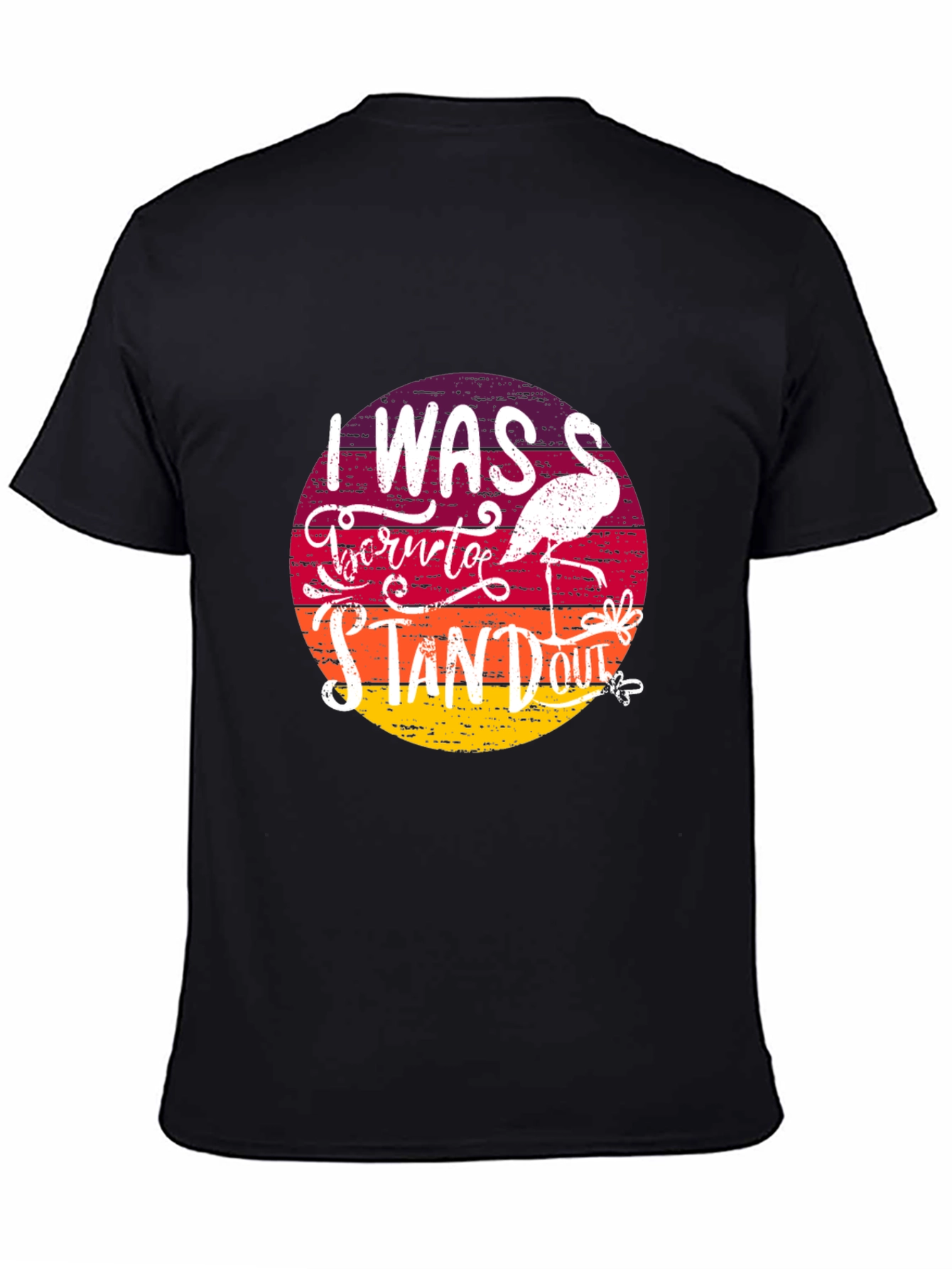 Black Born to Stand Out Flamingo T-Shirt view 4
