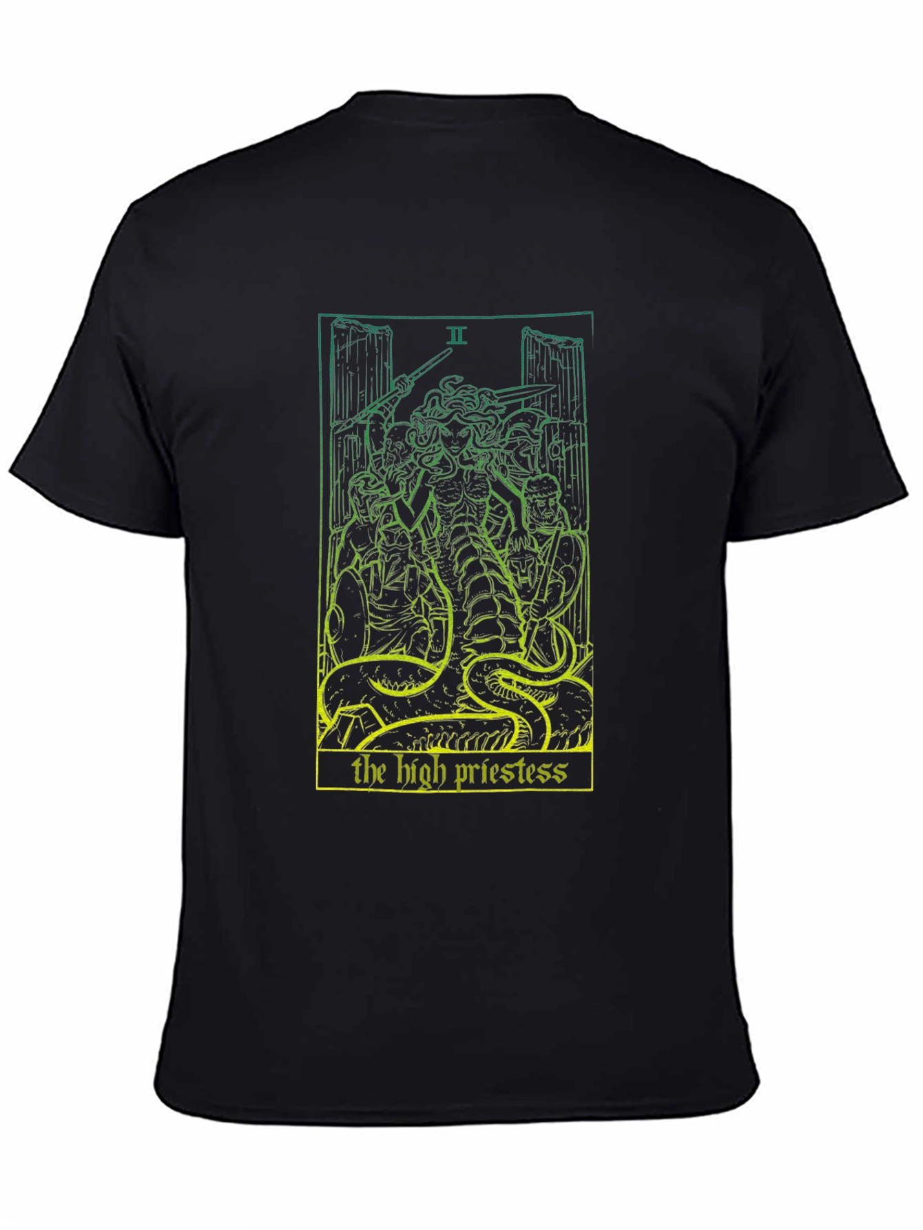Black The High Priestess Tarot Card T-Shirt - Black view 4