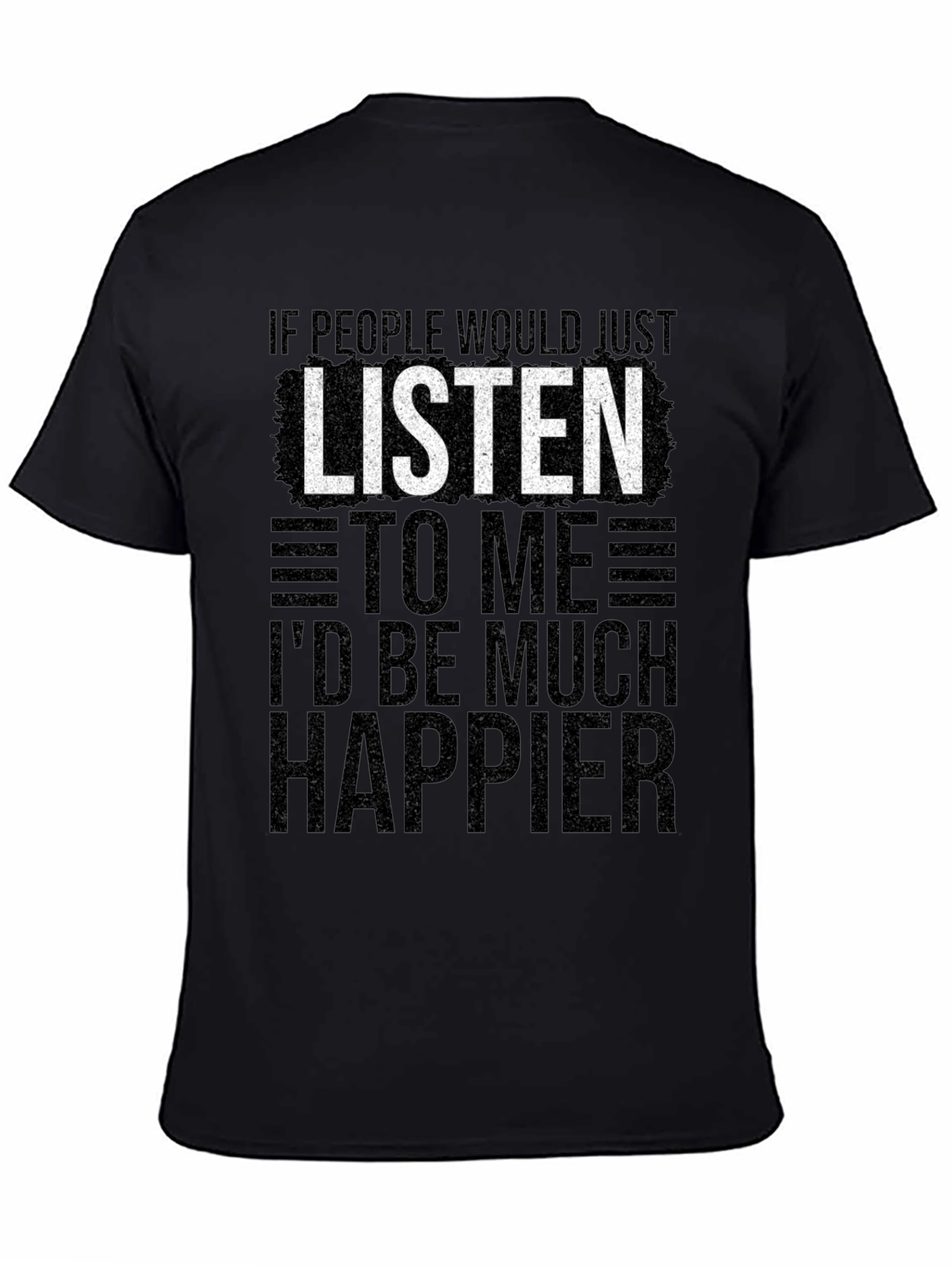 Black Listen To Me Graphic Tee - Mens Black T-Shirt view 4