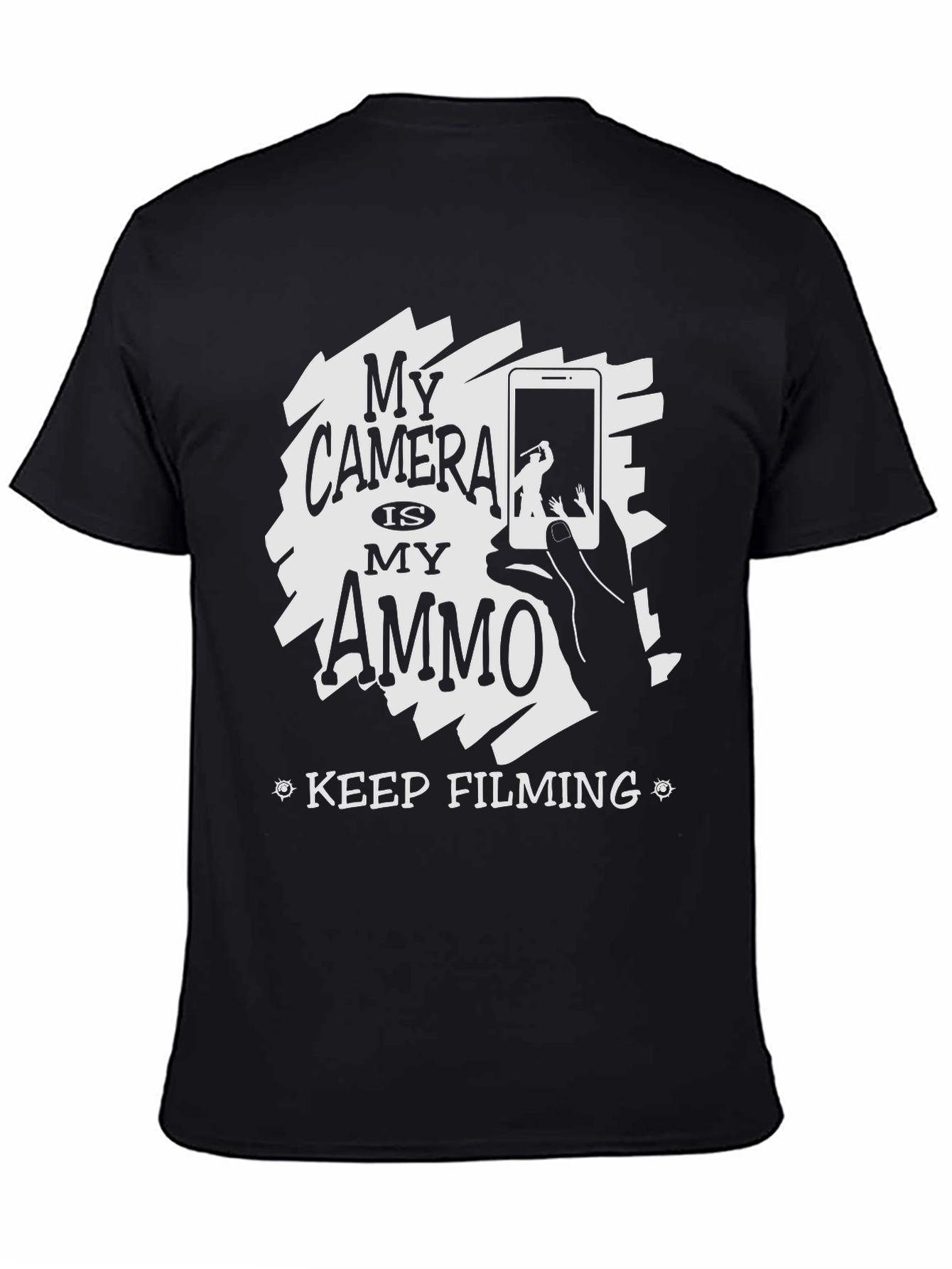 Black My Camera Is My Ammo Black T-Shirt view 4