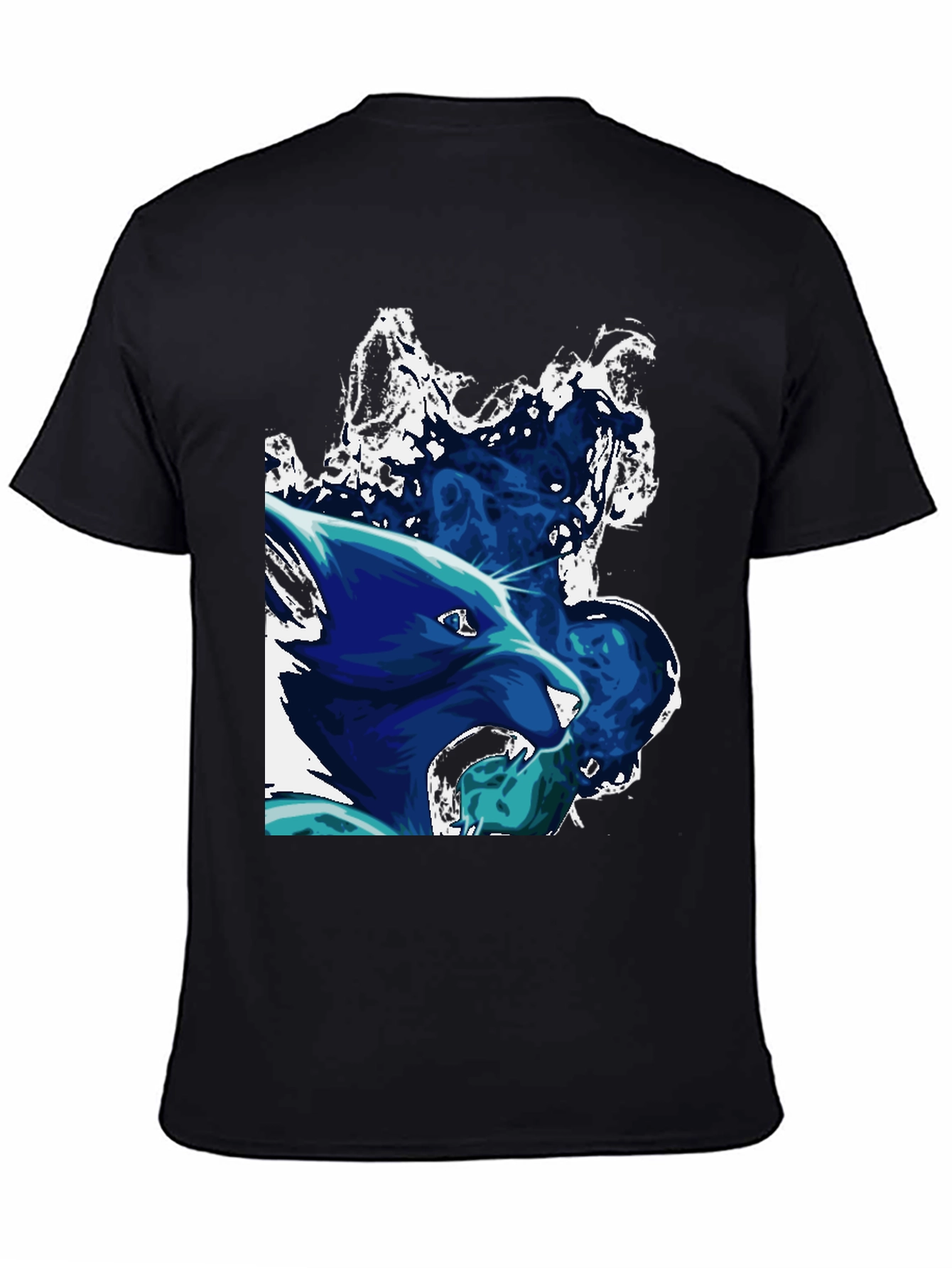 Black Graphic Wolf Black T-Shirt view 4