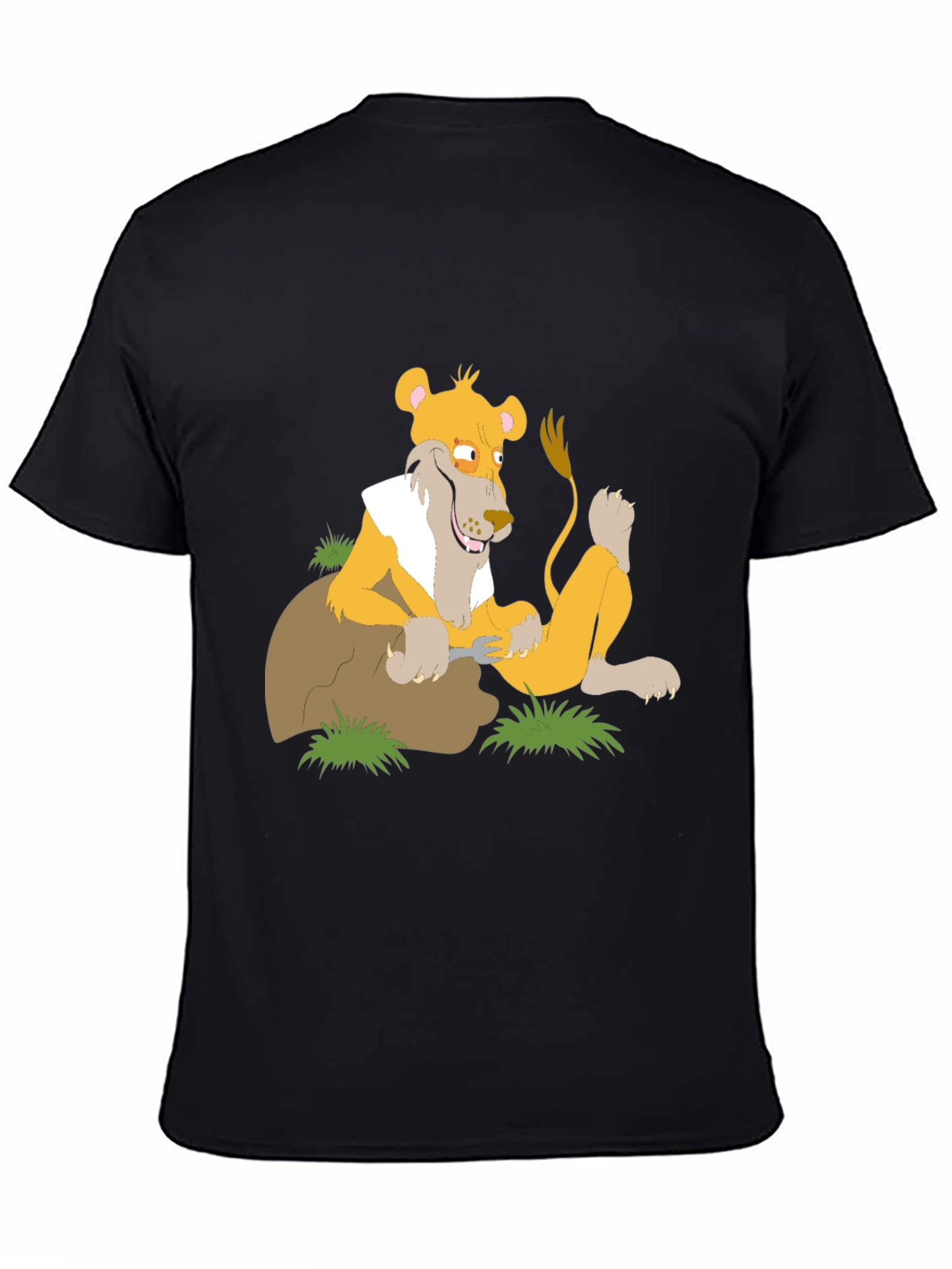 Black Lion Cartoon Graphic T-Shirt - Black view 4
