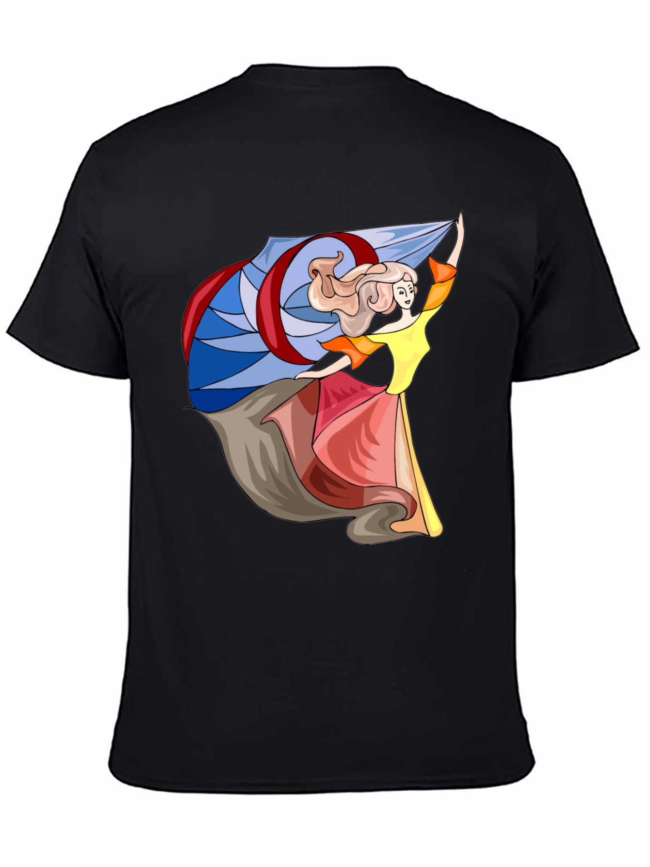 Black Whimsical Dancer Graphic Tee - Black Cotton Blend view 4