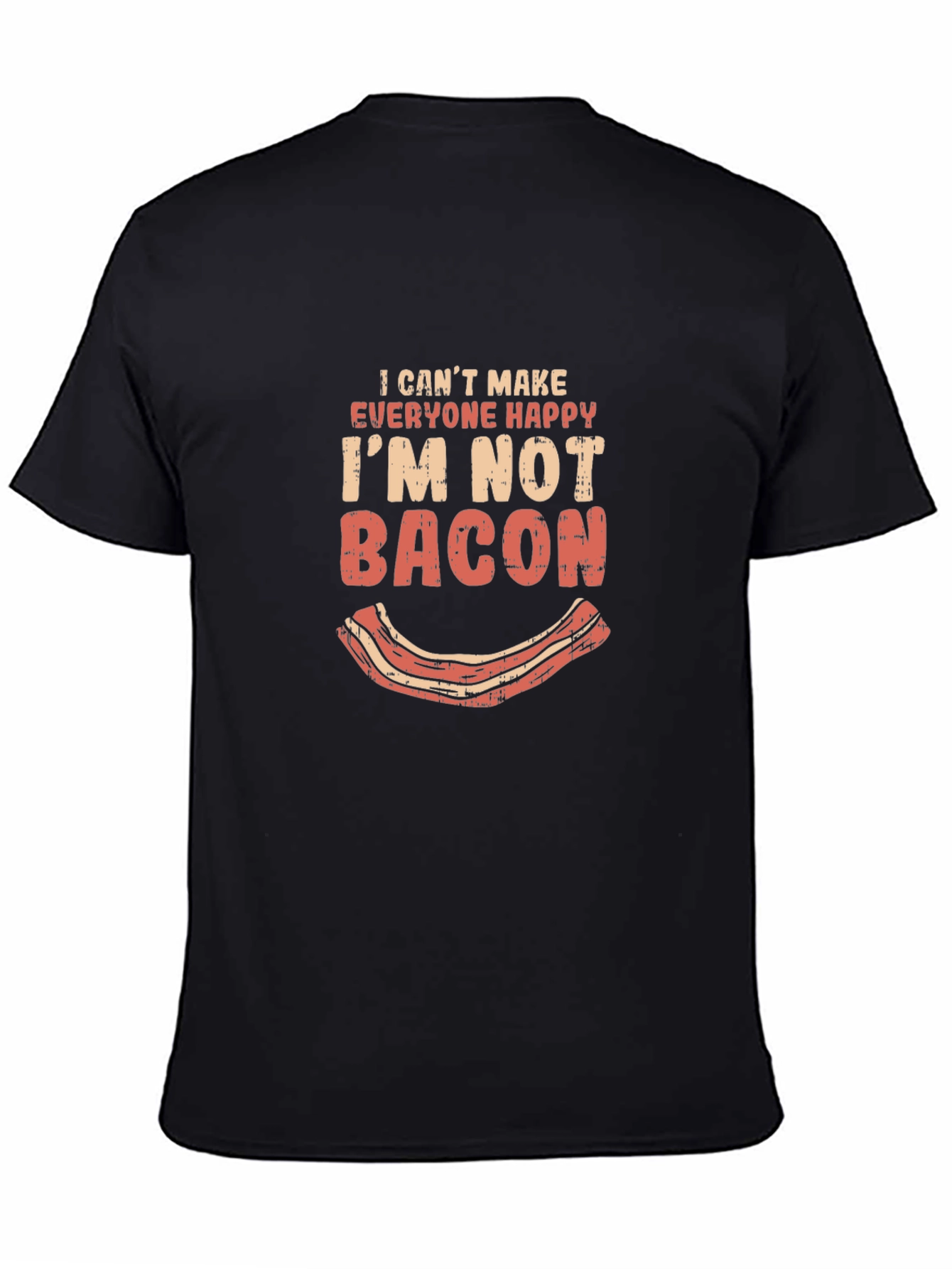 Black Funny Bacon Graphic T-Shirt - I Can't Make Everyone Happy view 4