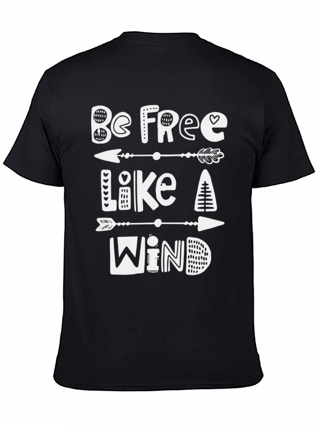 Black Be Free Like a Wind Graphic Tee view 4