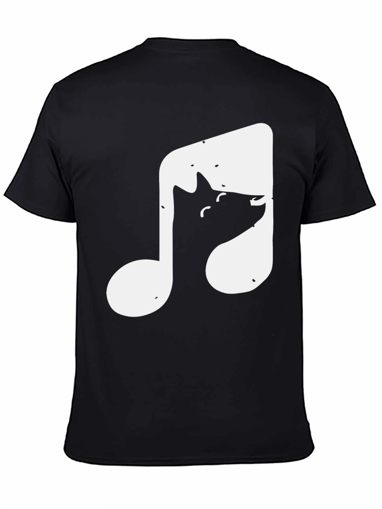 Black Cool Cat Music Note Graphic T-Shirt view 4